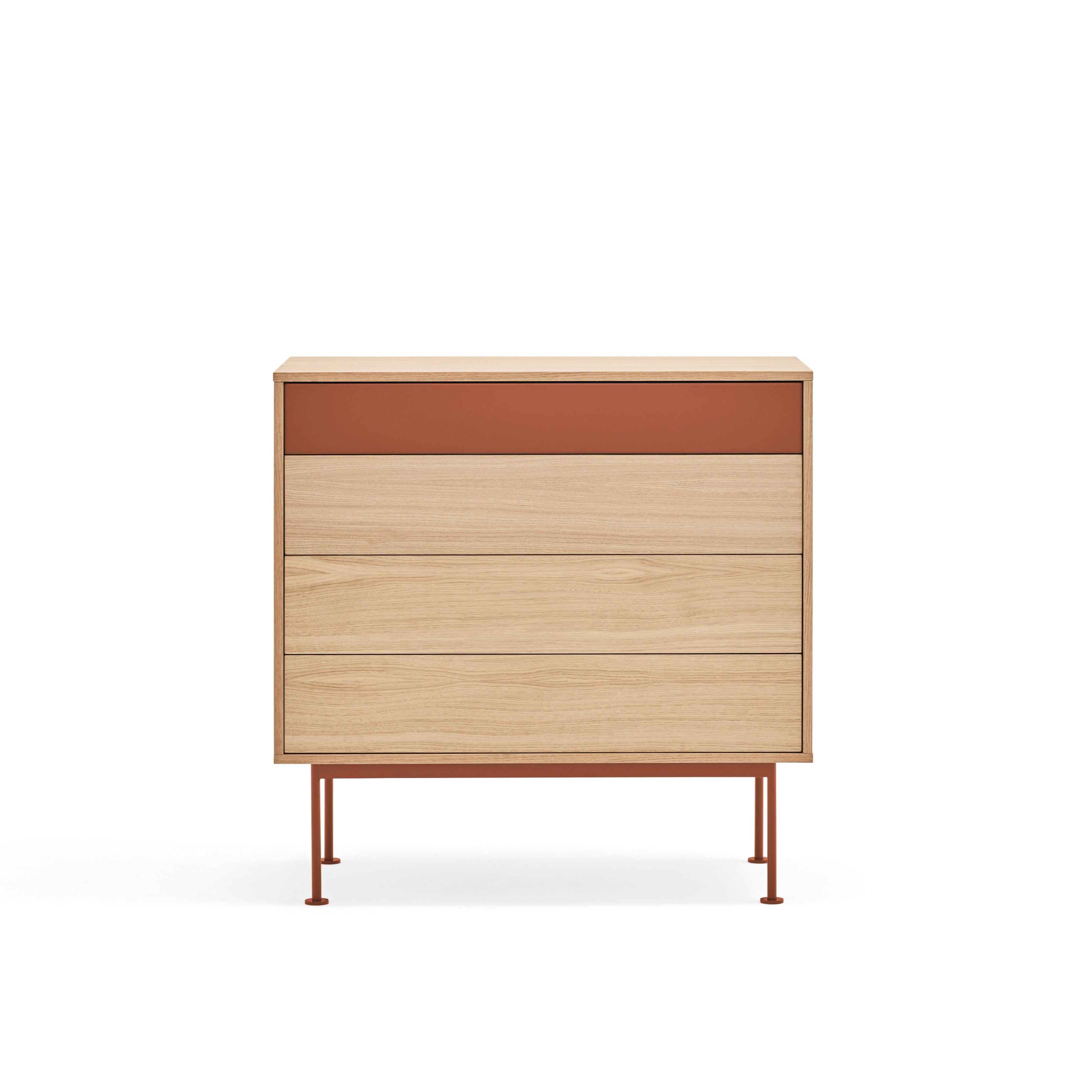 Commode 4 tiroirs 90x91 cm Yoko chêne et terre cuite