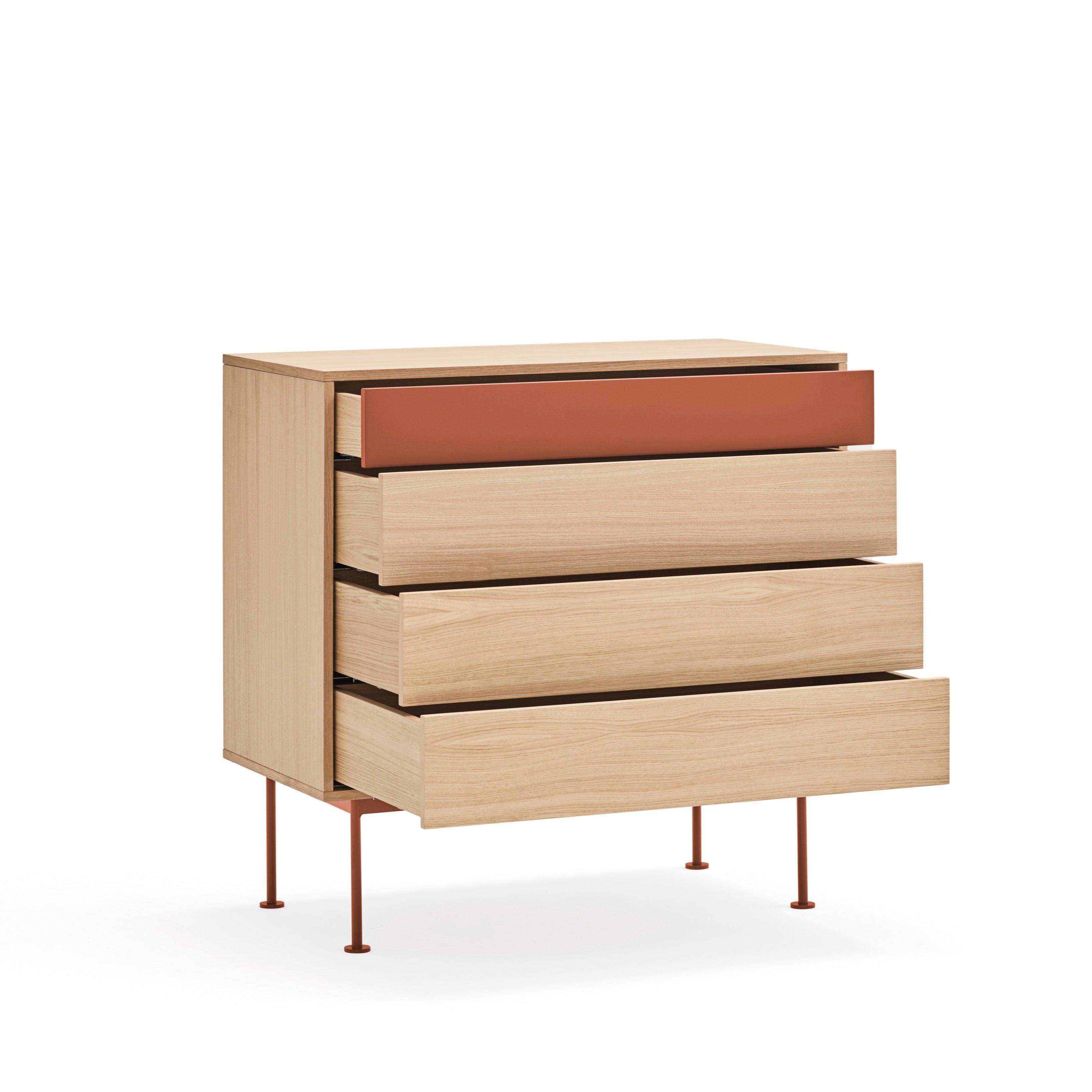 Commode 4 tiroirs 90x91 cm Yoko chêne et terre cuite