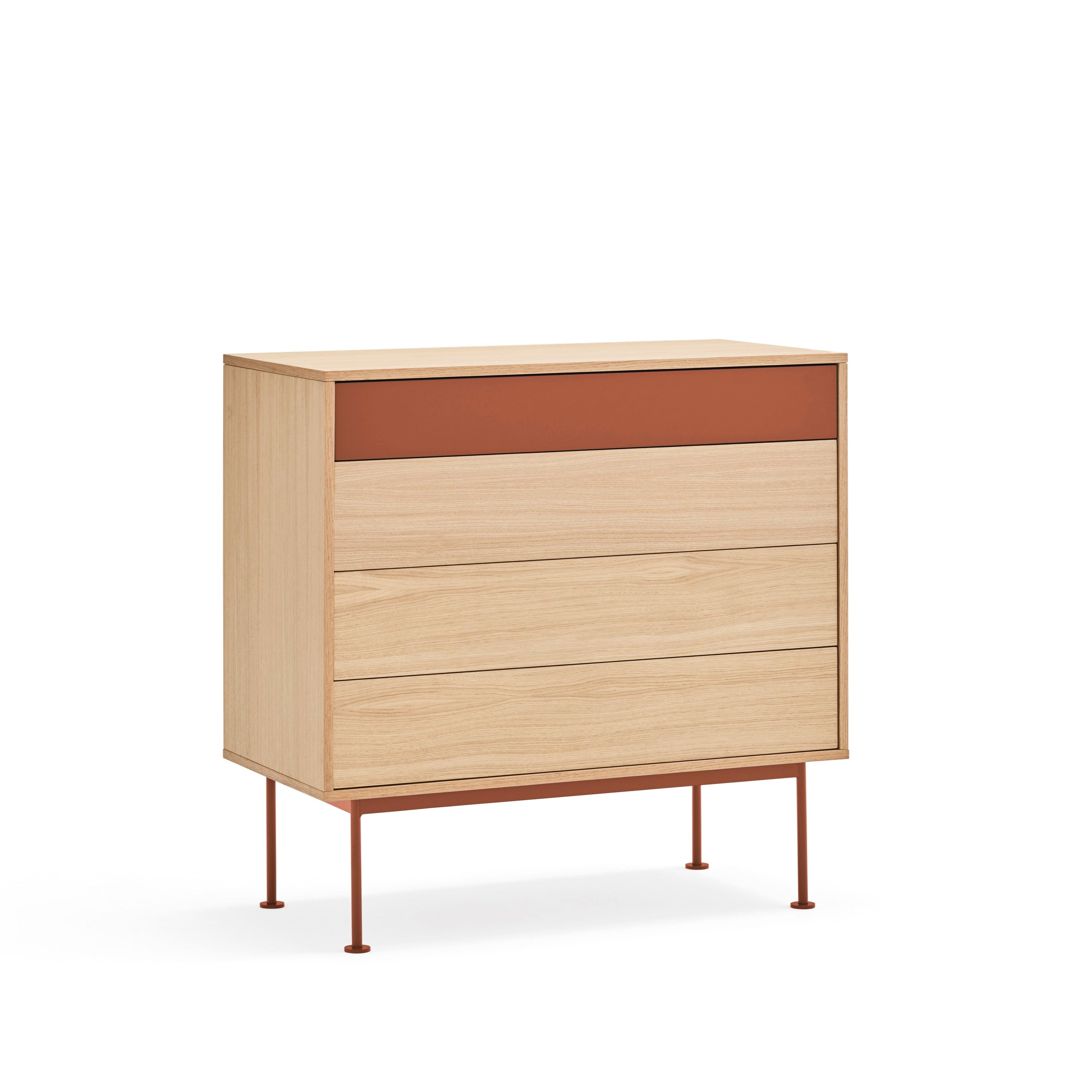 Commode 4 tiroirs 90x91 cm Yoko chêne et terre cuite