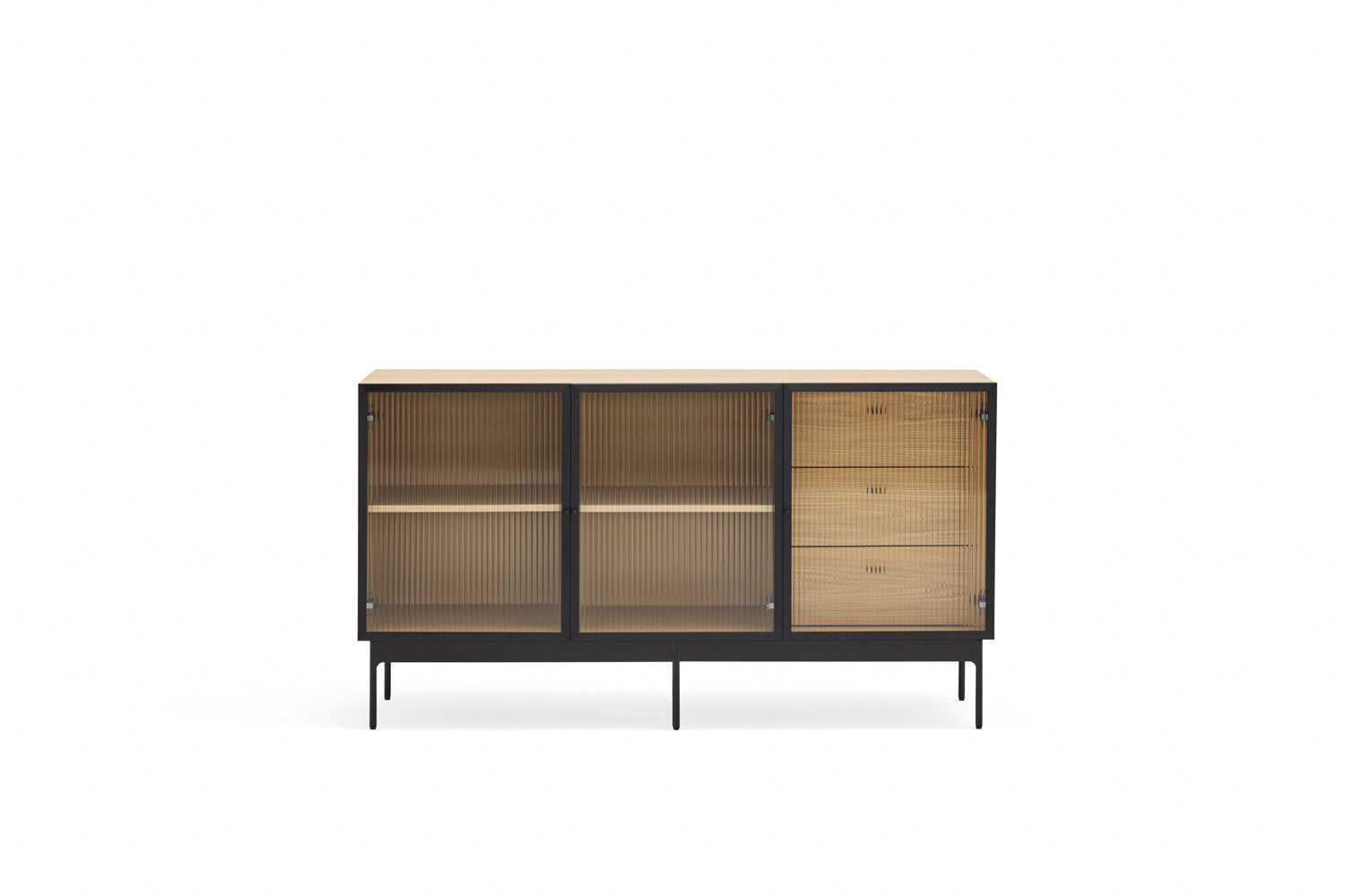 Buffet 3 portes vitrées 140x45 cm Blur de Teulat chêne