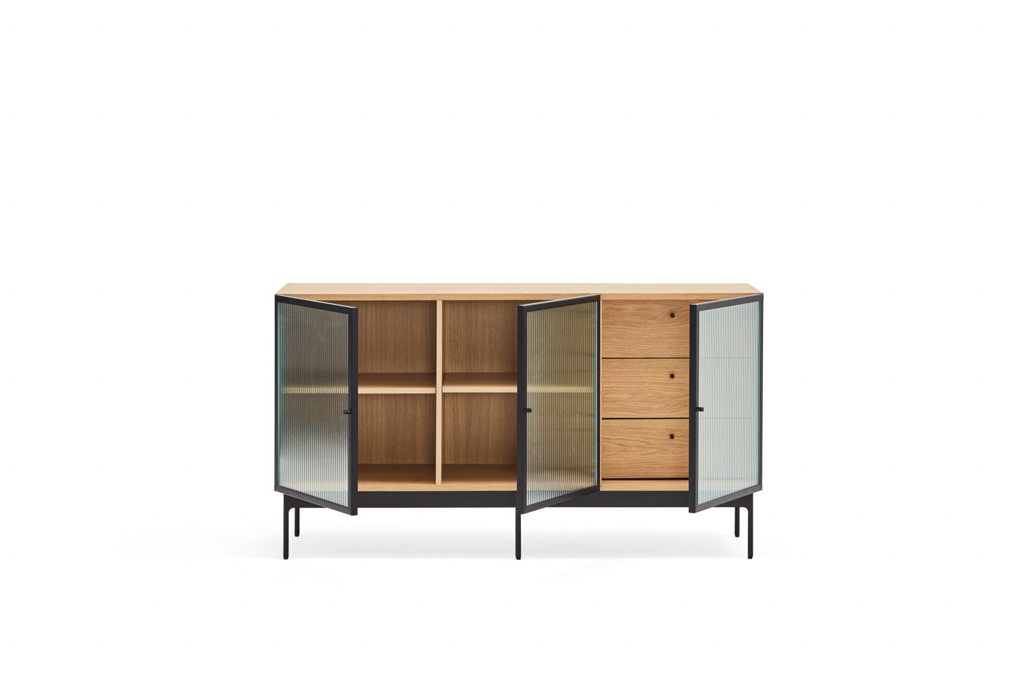 Buffet 3 portes vitrées 140x45 cm Blur de Teulat chêne