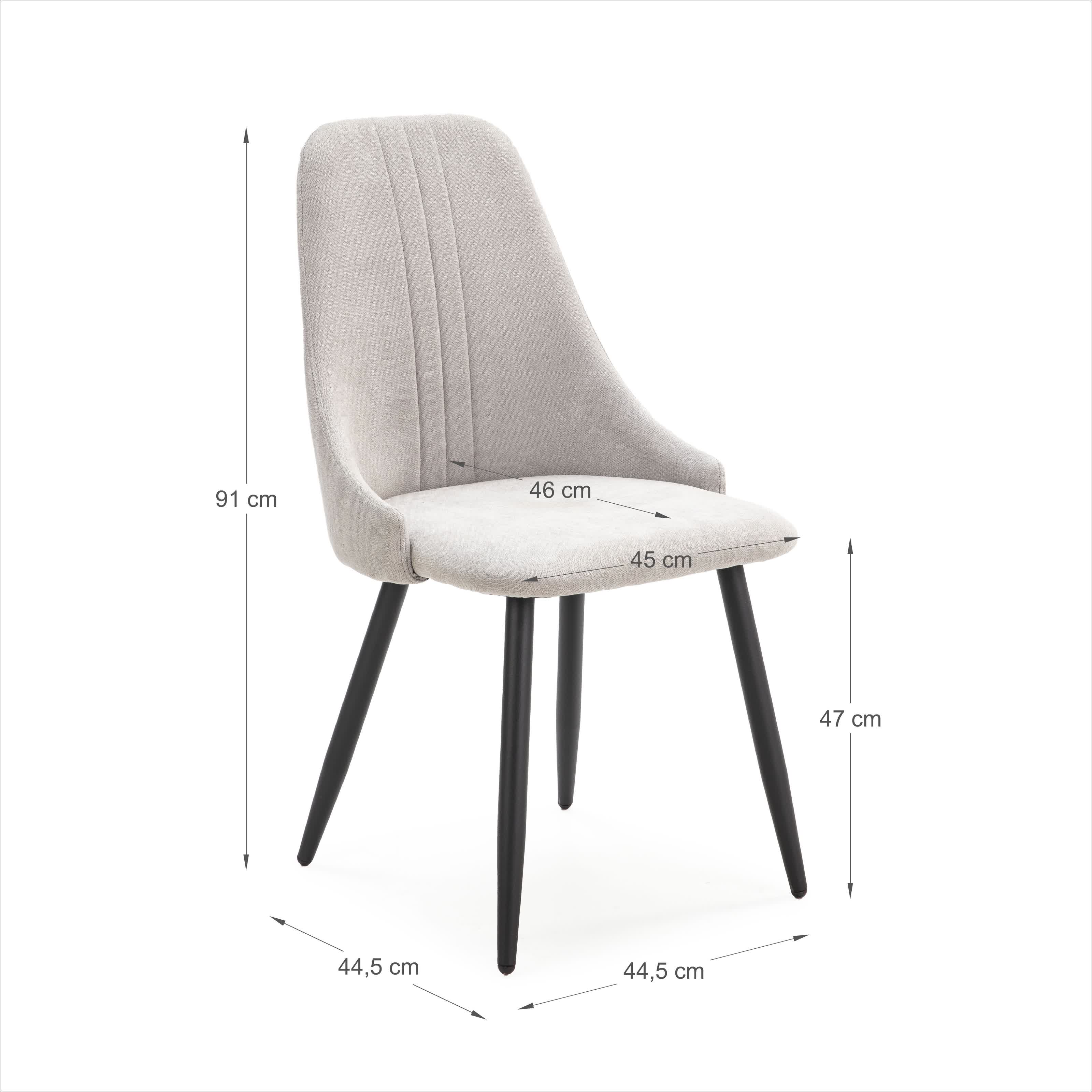 Set di 4 sedie in tessuto e gambe in metallo nero Gabri 44x44 h91 cm