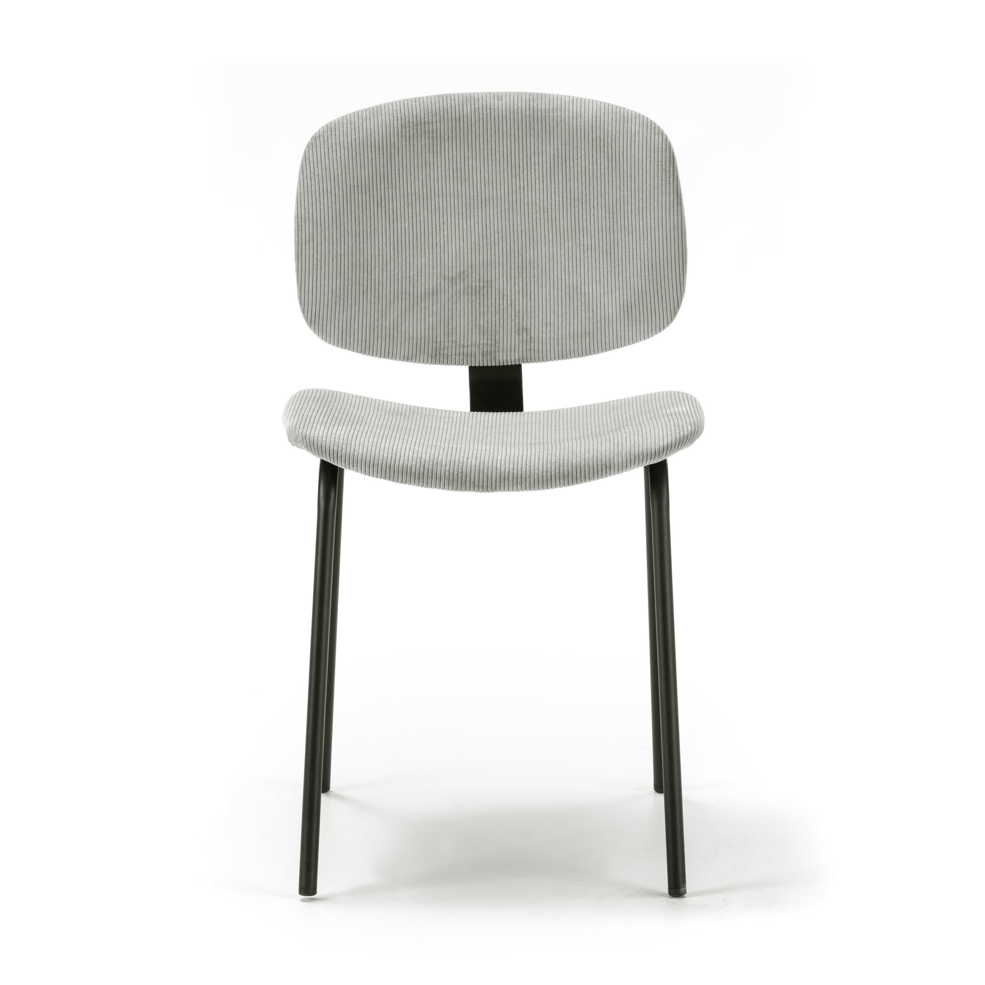 Set di 2 sedie in velluto a coste stile retrò e metallo nero Anna 45x53 h79 cm