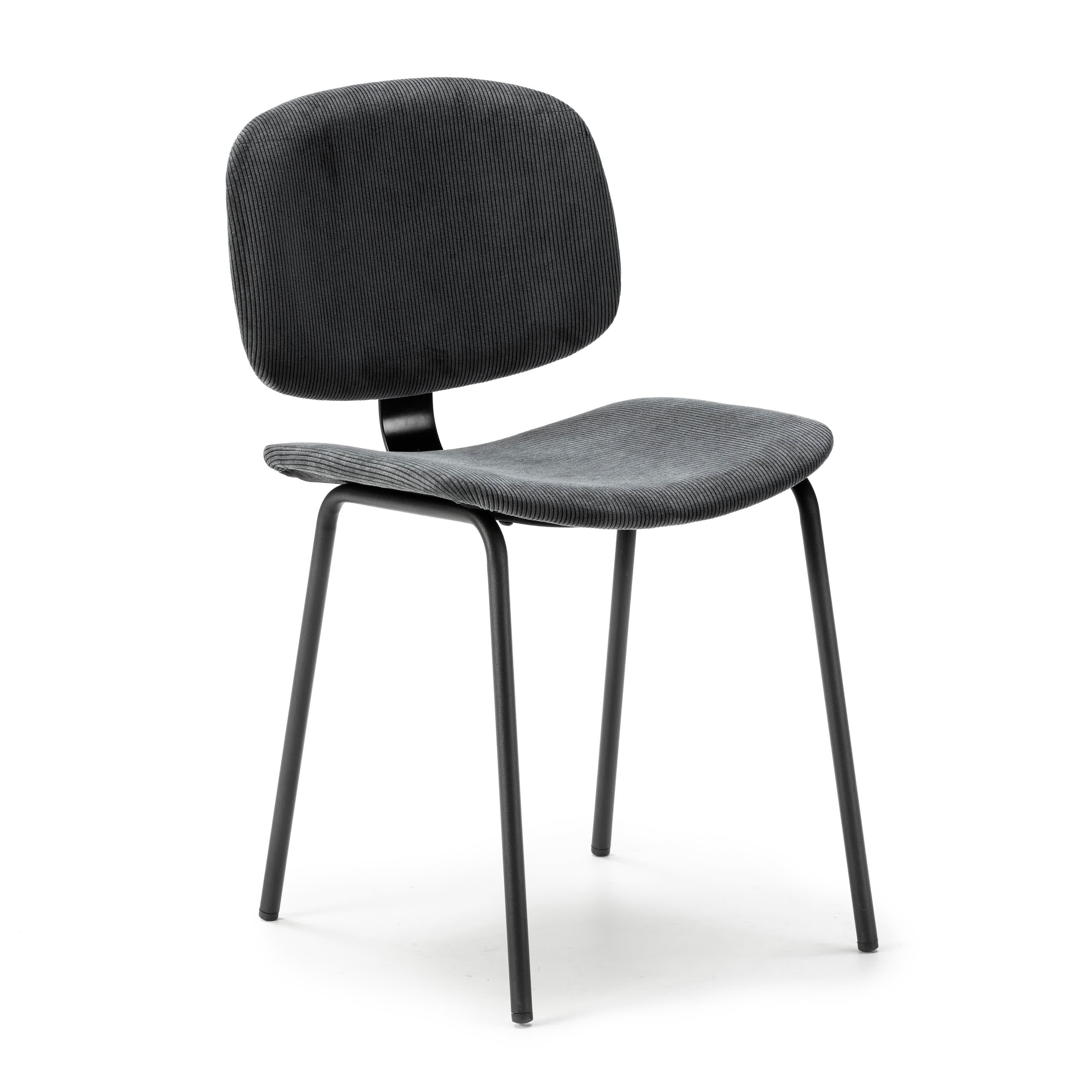 Set di 2 sedie in velluto a coste stile retrò e metallo nero Anna 45x53 h79 cm