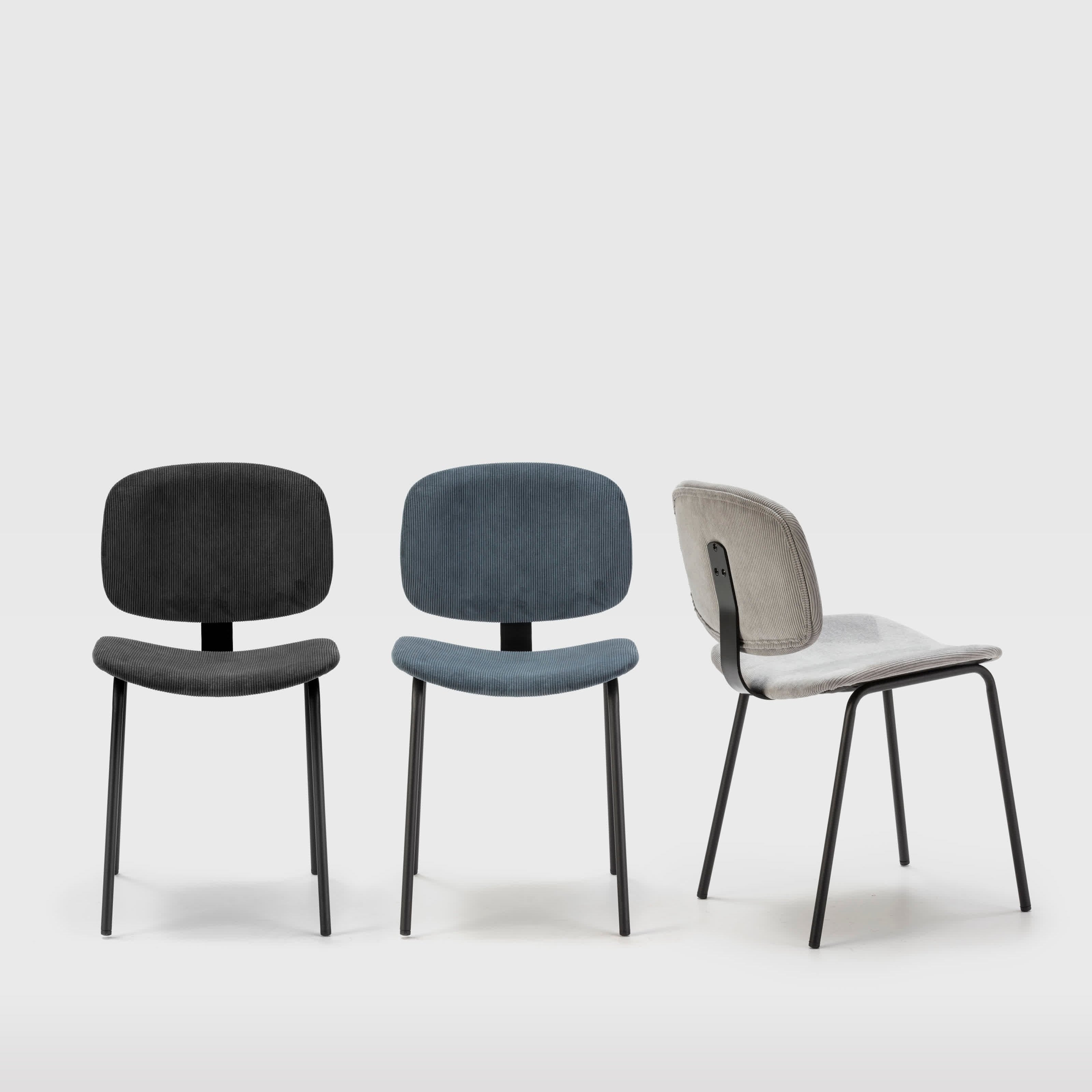 Set di 2 sedie in velluto a coste stile retrò e metallo nero Anna 45x53 h79 cm