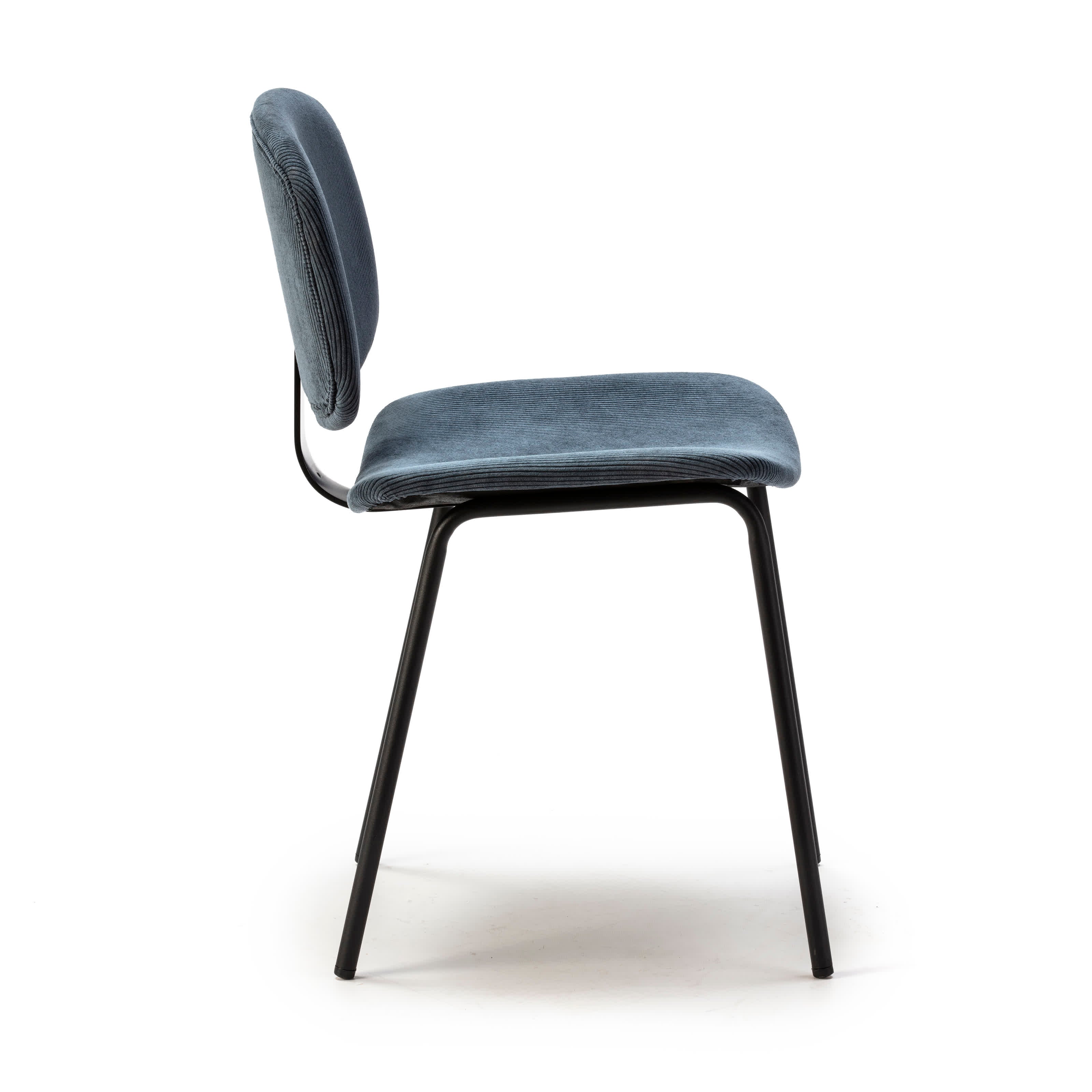 Set di 2 sedie in velluto a coste stile retrò e metallo nero Anna 45x53 h79 cm