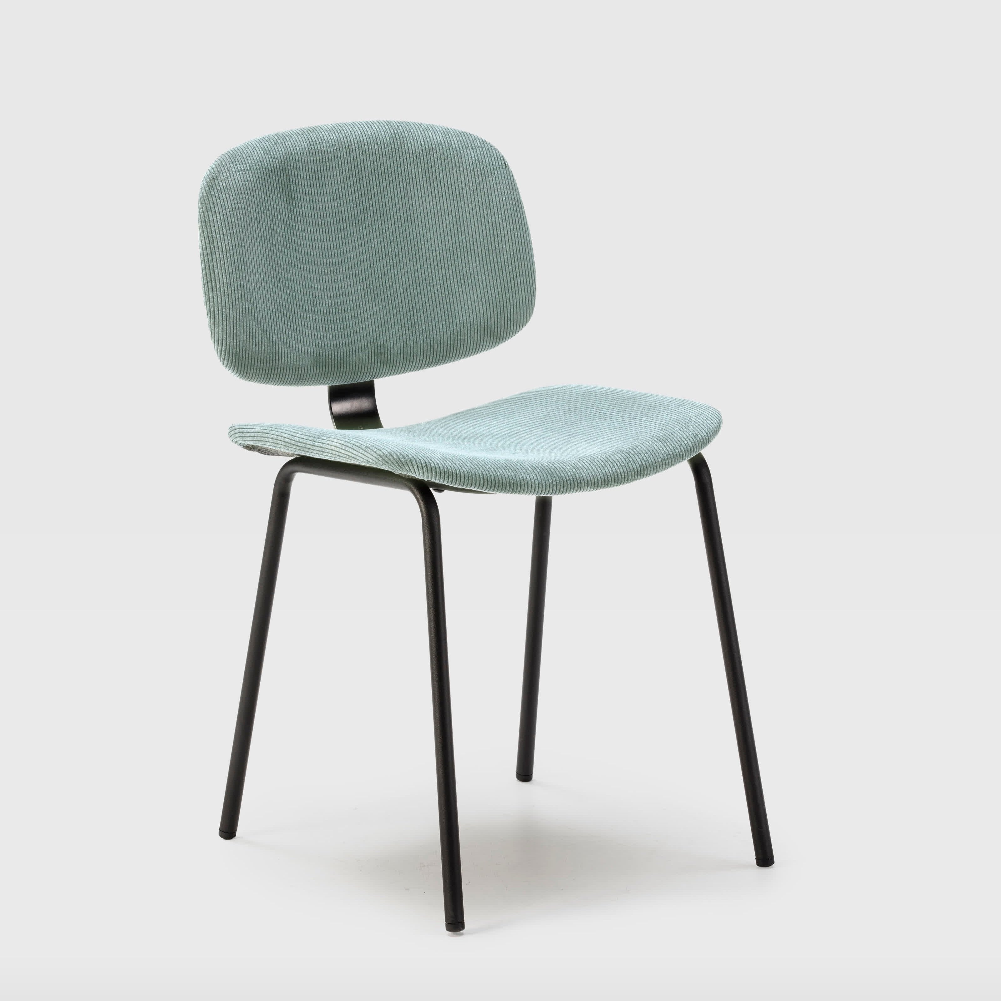 Set di 2 sedie in velluto a coste stile retrò e metallo nero Anna 45x53 h79 cm