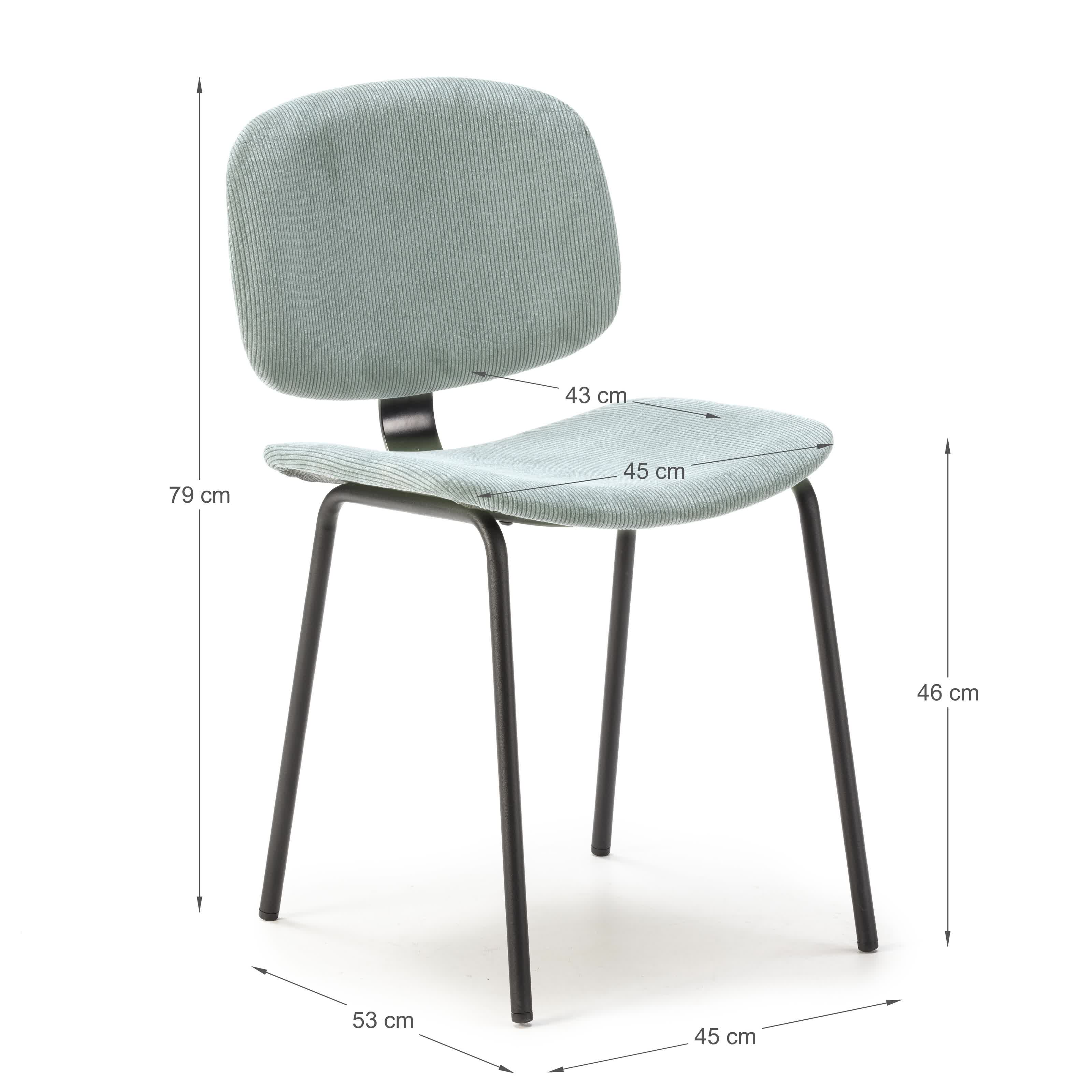 Set di 2 sedie in velluto a coste stile retrò e metallo nero Anna 45x53 h79 cm