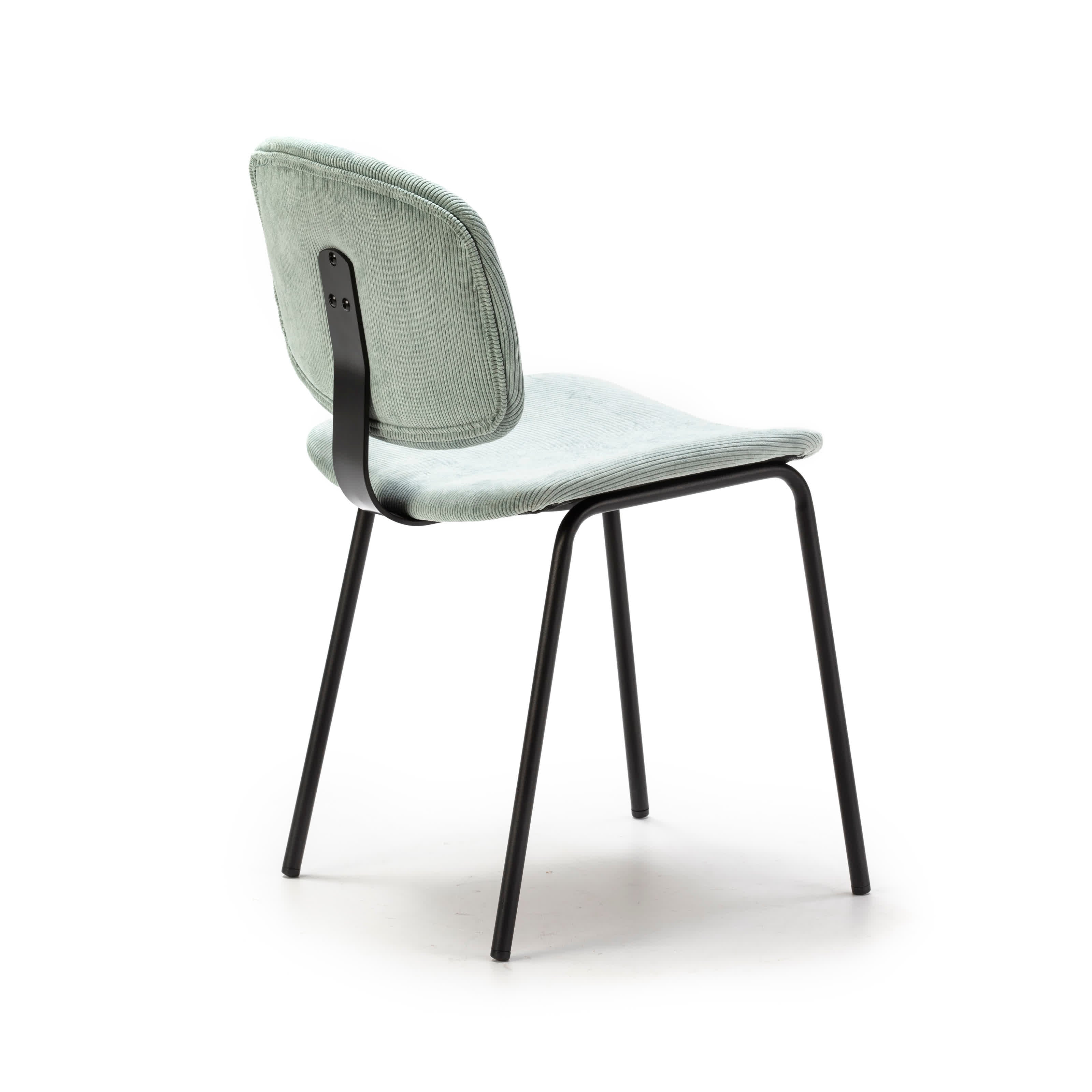 Set di 2 sedie in velluto a coste stile retrò e metallo nero Anna 45x53 h79 cm