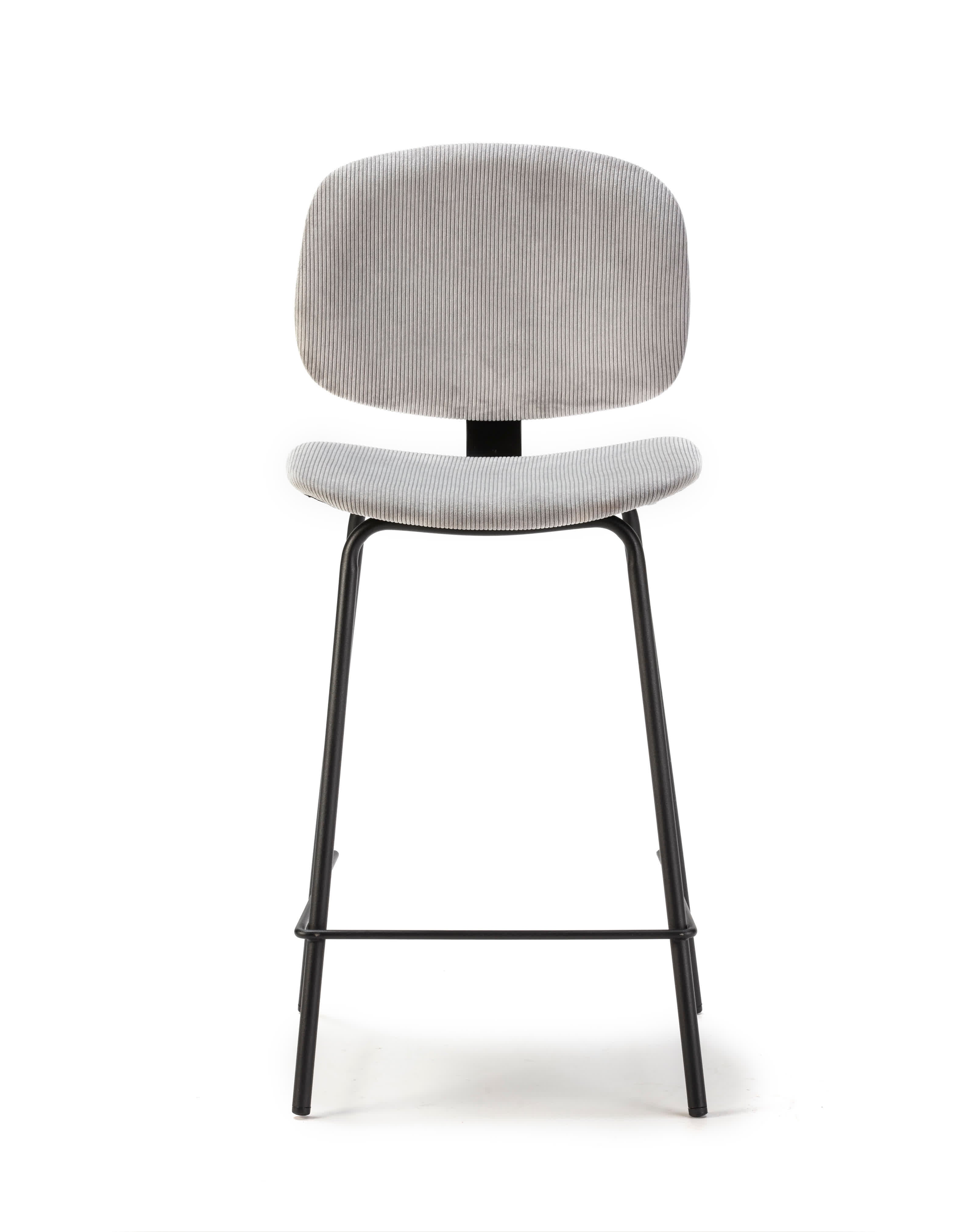 Set di 2 sgabelli in stile retrò in velluto a coste e metallo nero Anna 44x51 h98 cm