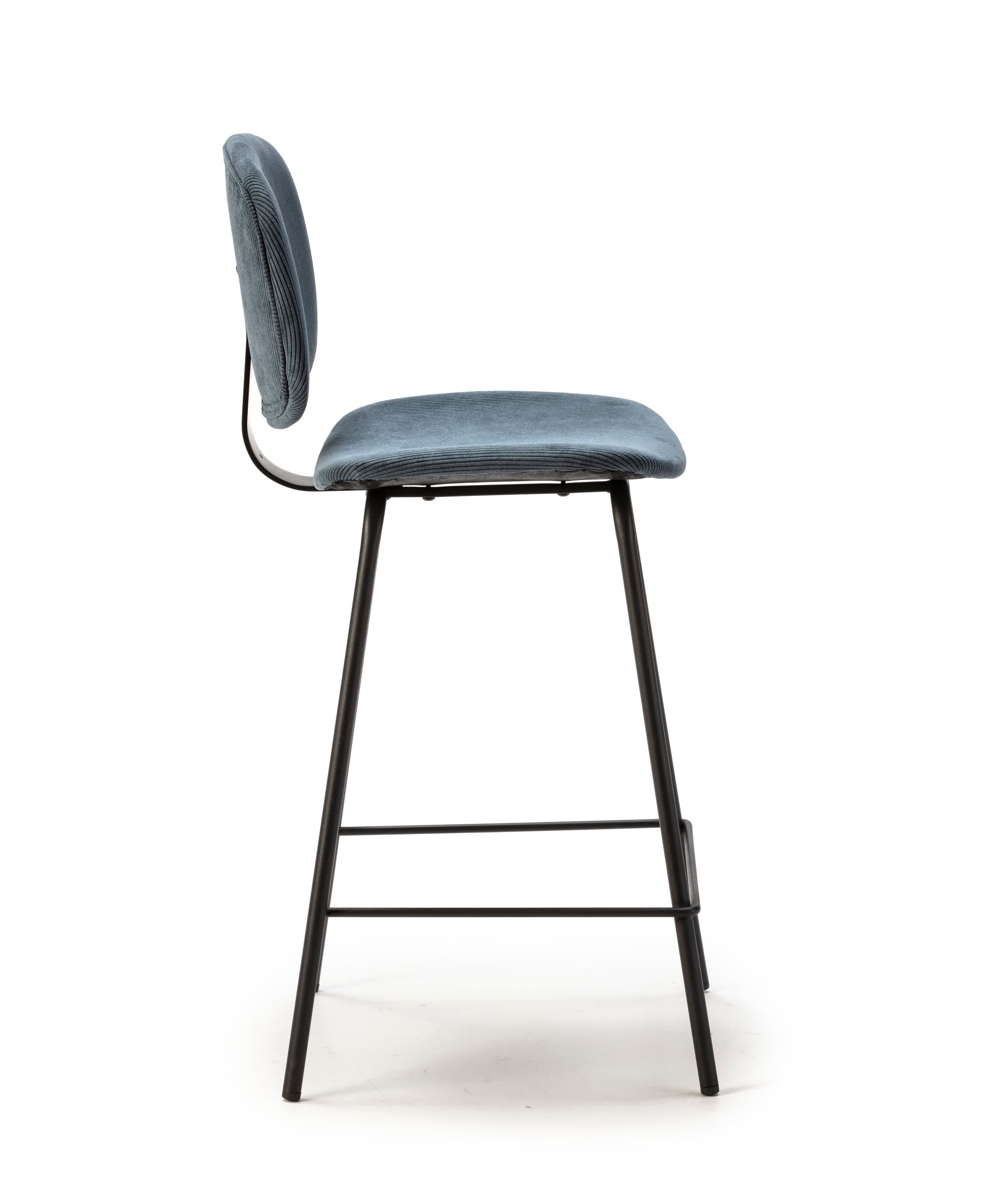 Set di 2 sgabelli in stile retrò in velluto a coste e metallo nero Anna 44x51 h98 cm