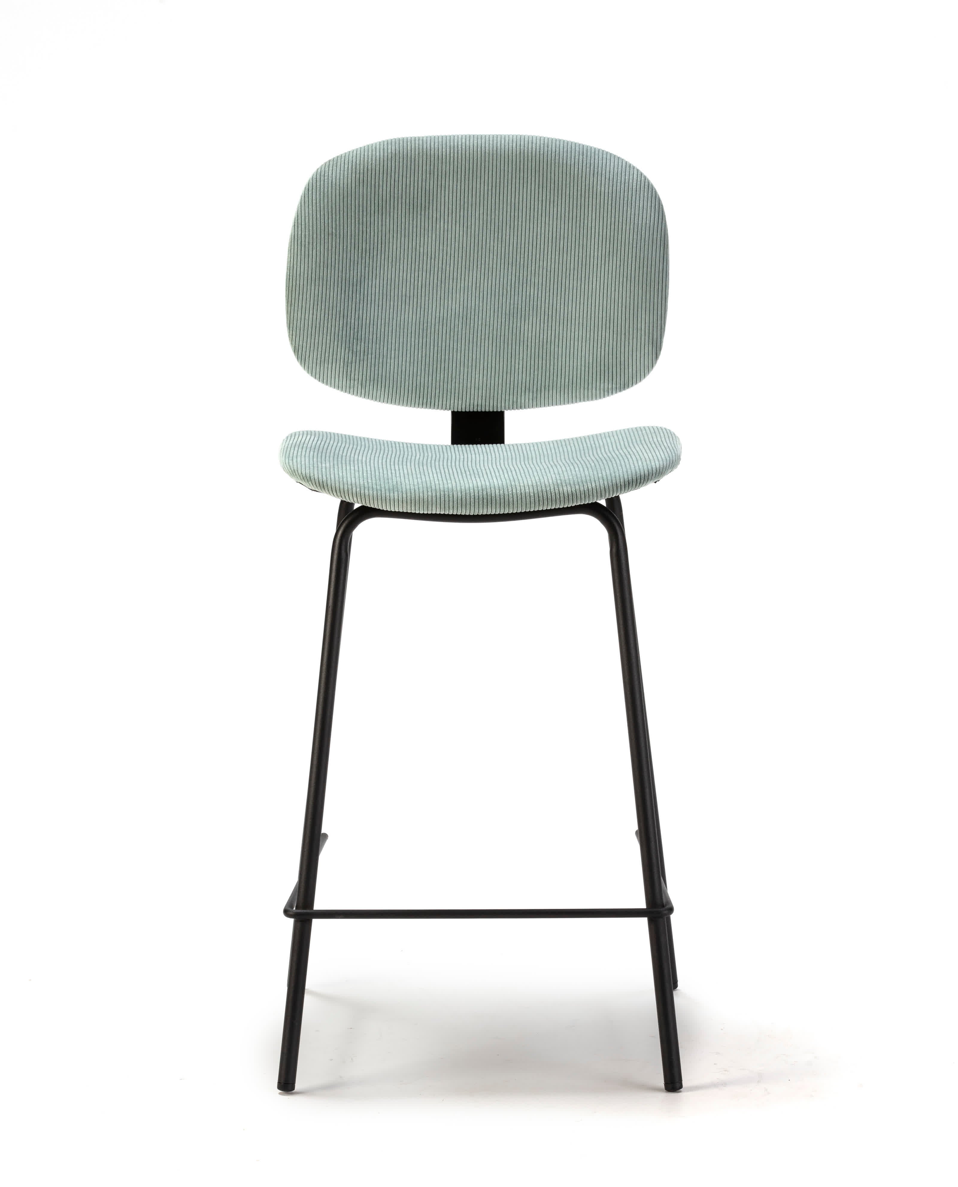 Set di 2 sgabelli in stile retrò in velluto a coste e metallo nero Anna 44x51 h98 cm