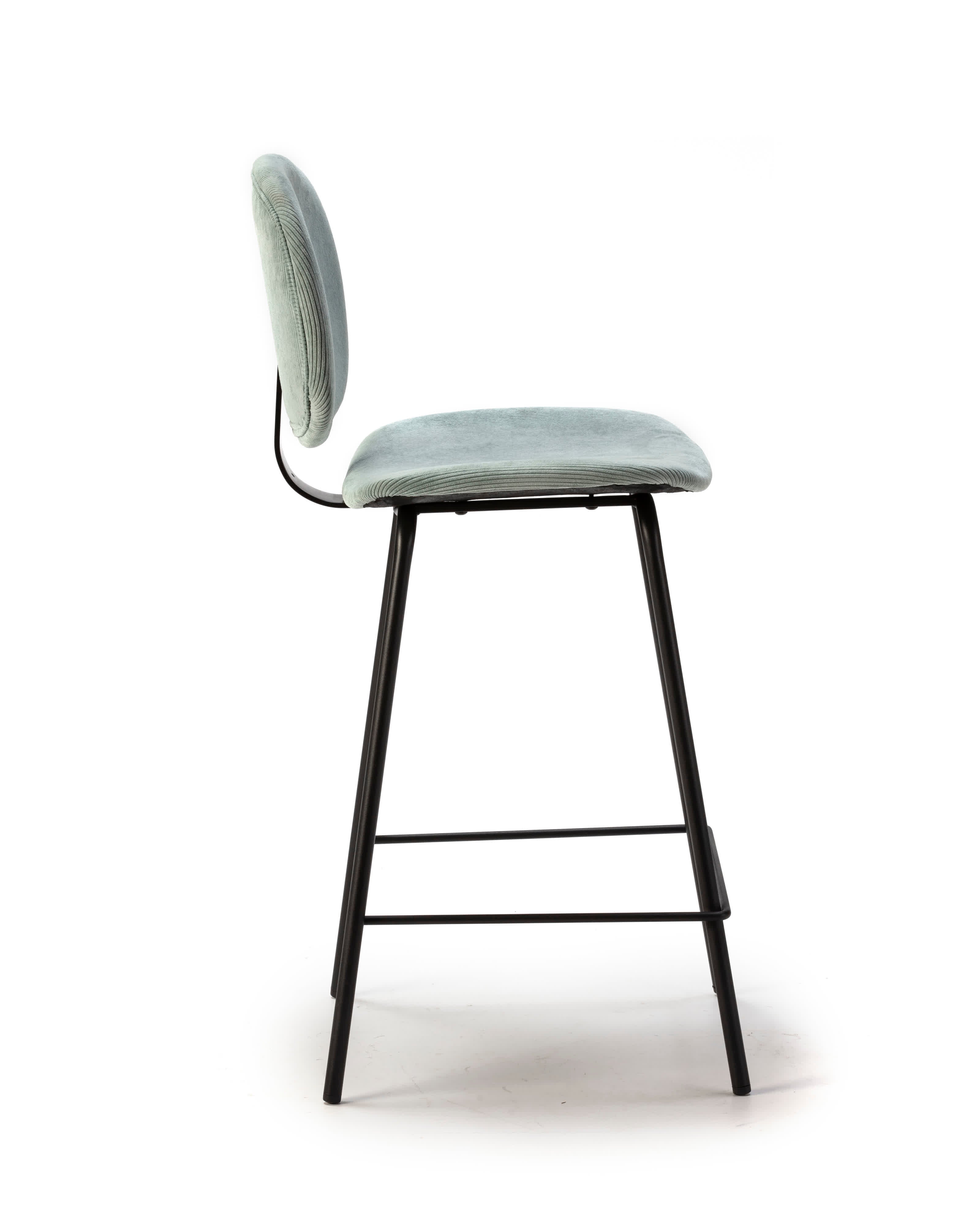 Set di 2 sgabelli in stile retrò in velluto a coste e metallo nero Anna 44x51 h98 cm