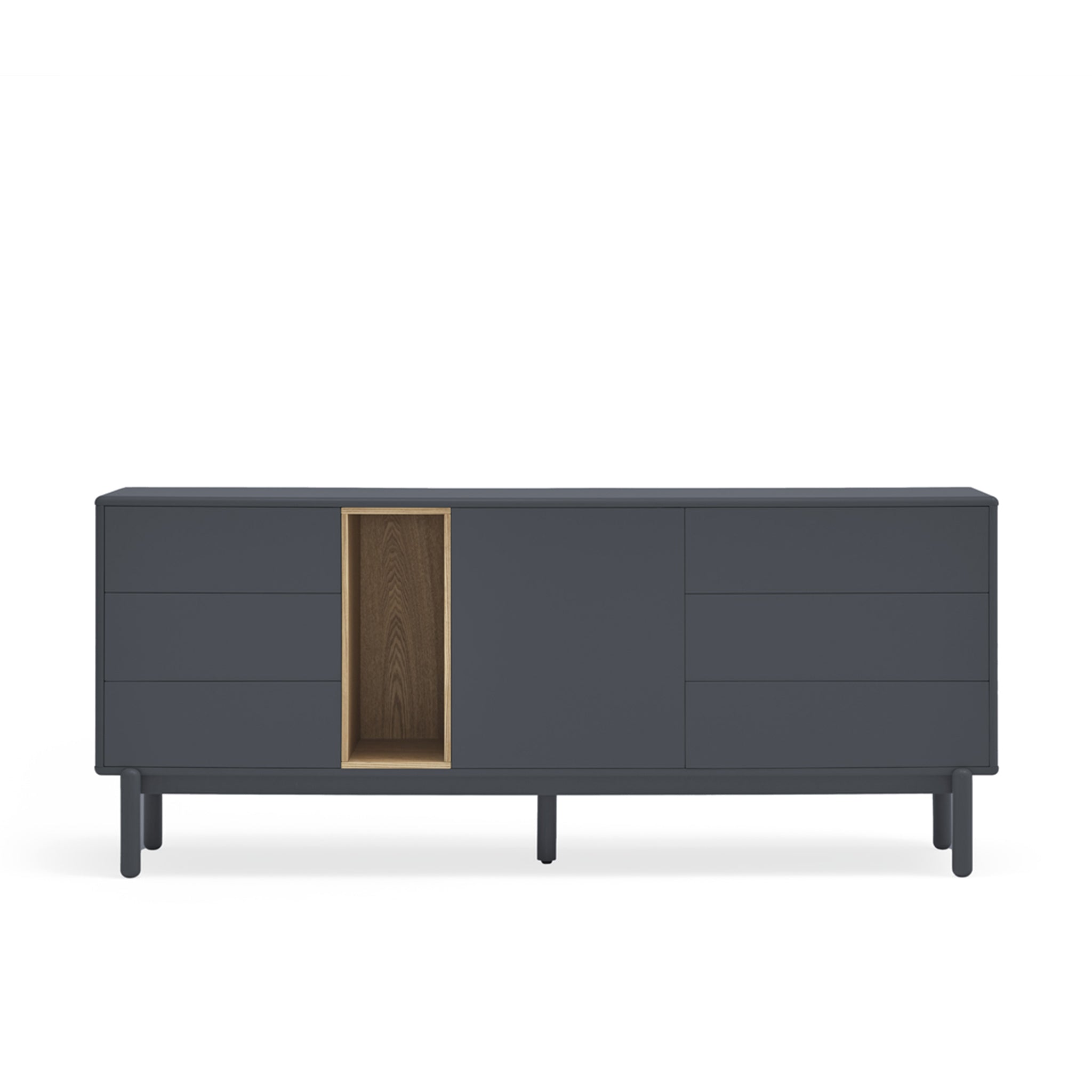 Buffet 6 tiroirs 1 porte 180x40 cm Corvo de Teulat gris anthracite