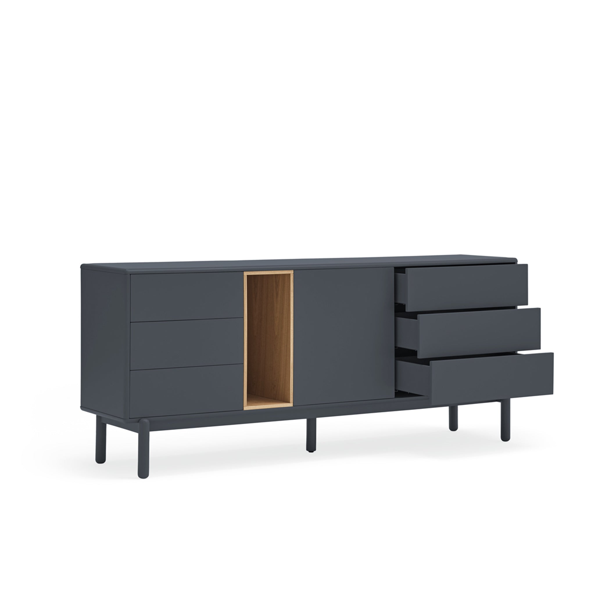 Buffet 6 tiroirs 1 porte 180x40 cm Corvo de Teulat gris anthracite