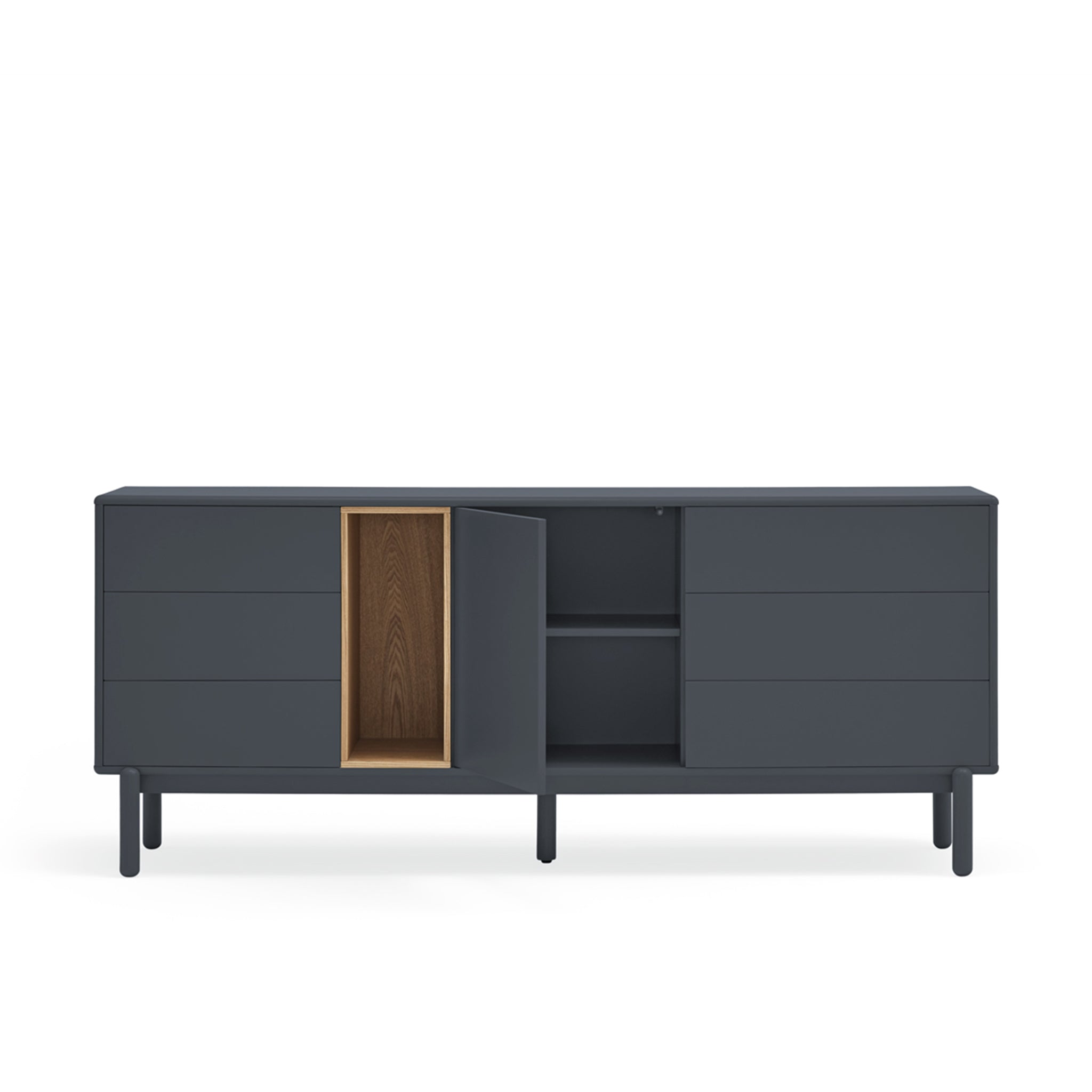 Buffet 6 tiroirs 1 porte 180x40 cm Corvo de Teulat gris anthracite