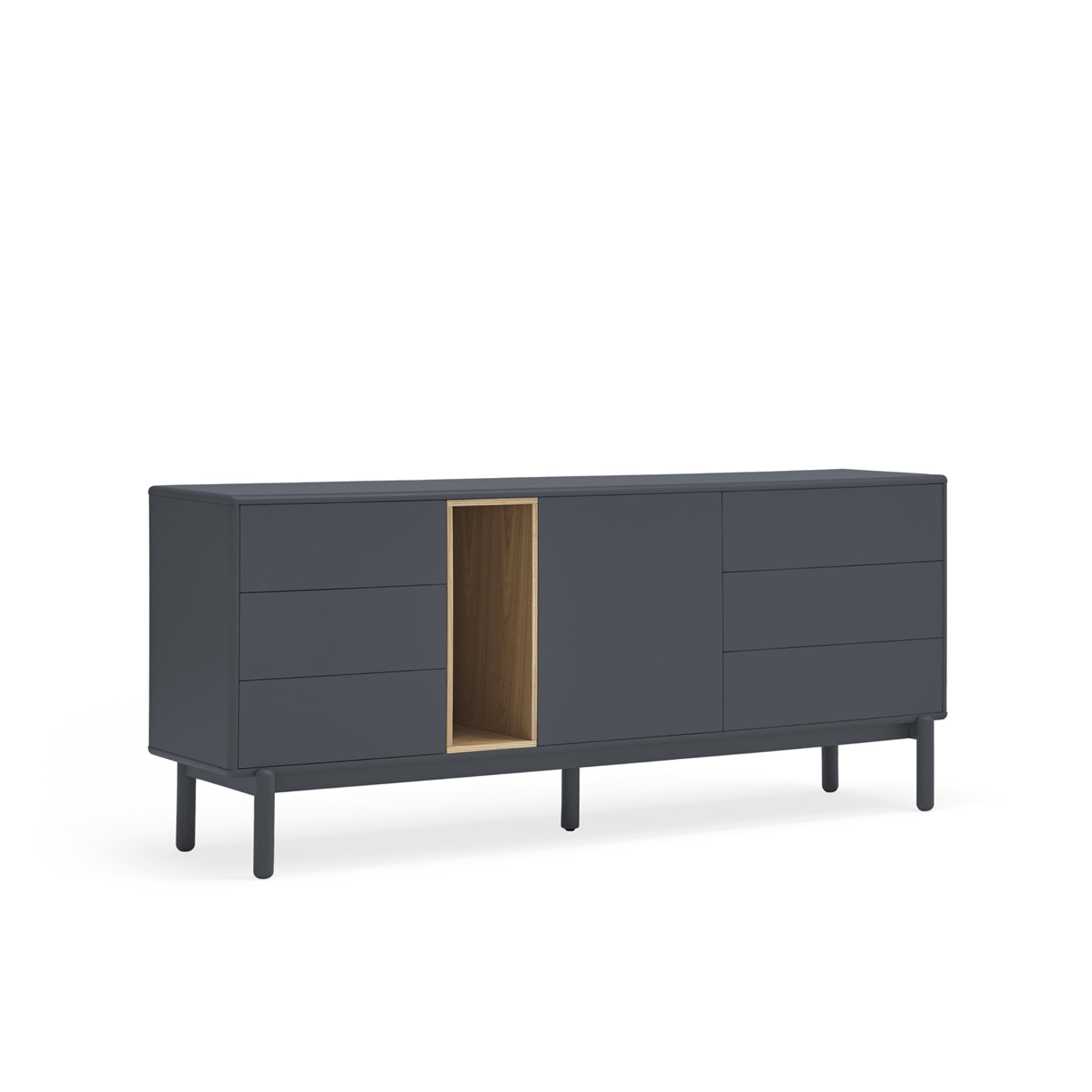 Buffet 6 tiroirs 1 porte 180x40 cm Corvo de Teulat gris anthracite