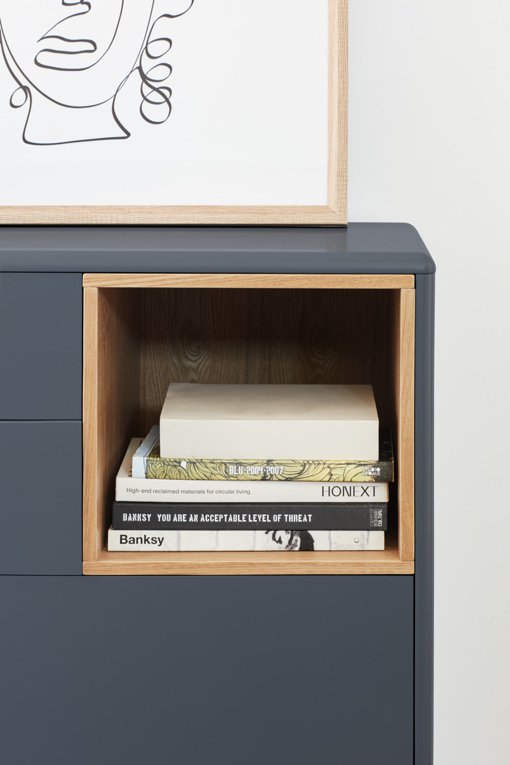 Commode 4 tiroirs 90x40 cm Corvo de Teulat gris anthracite