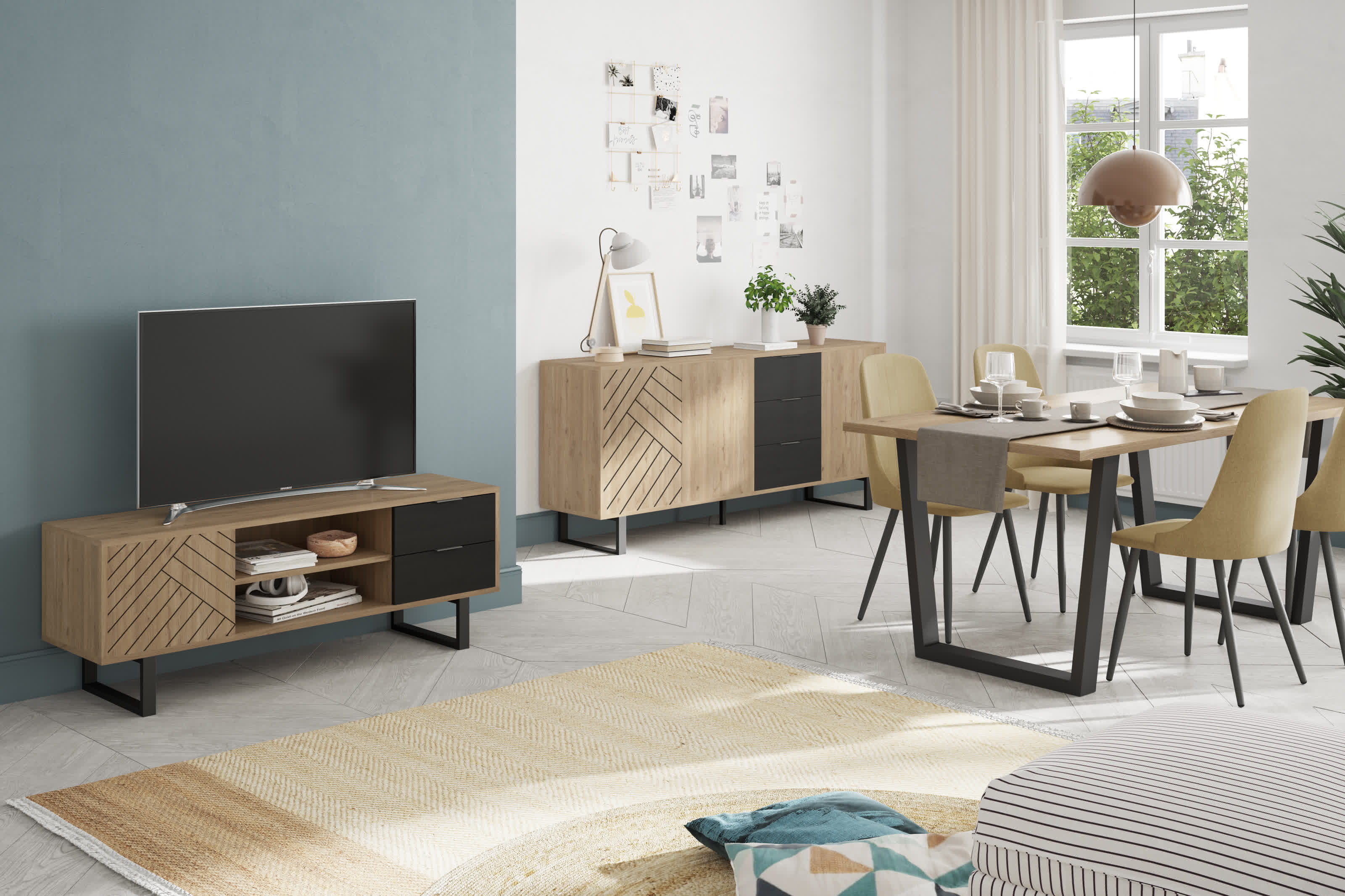 Tavolo rettangolare per 6/8 persone rovere Francy 180x100 cm