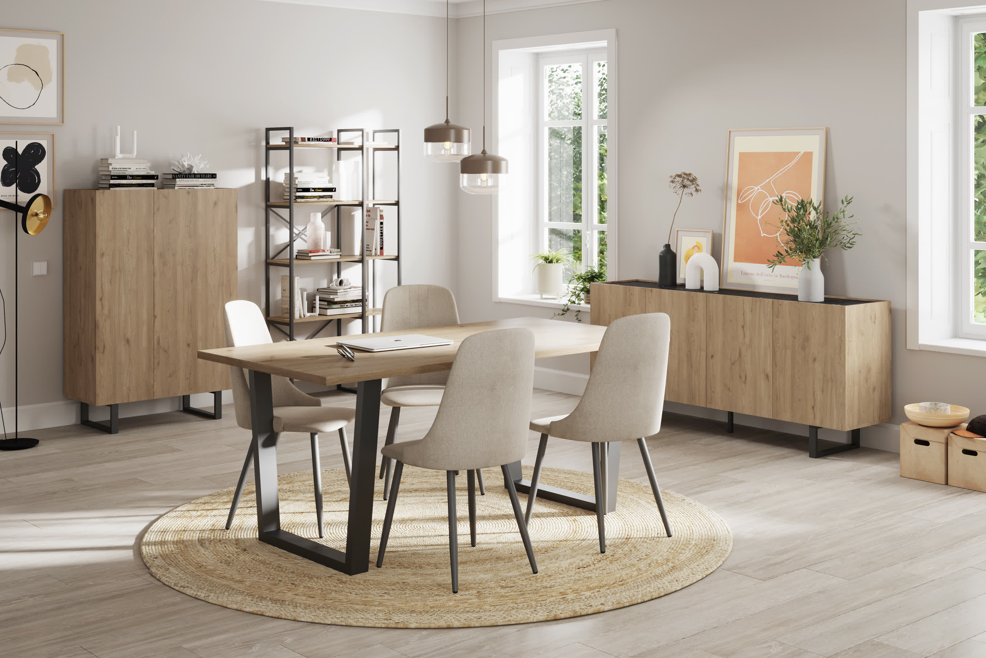 Tavolo rettangolare per 6/8 persone rovere Francy 180x100 cm