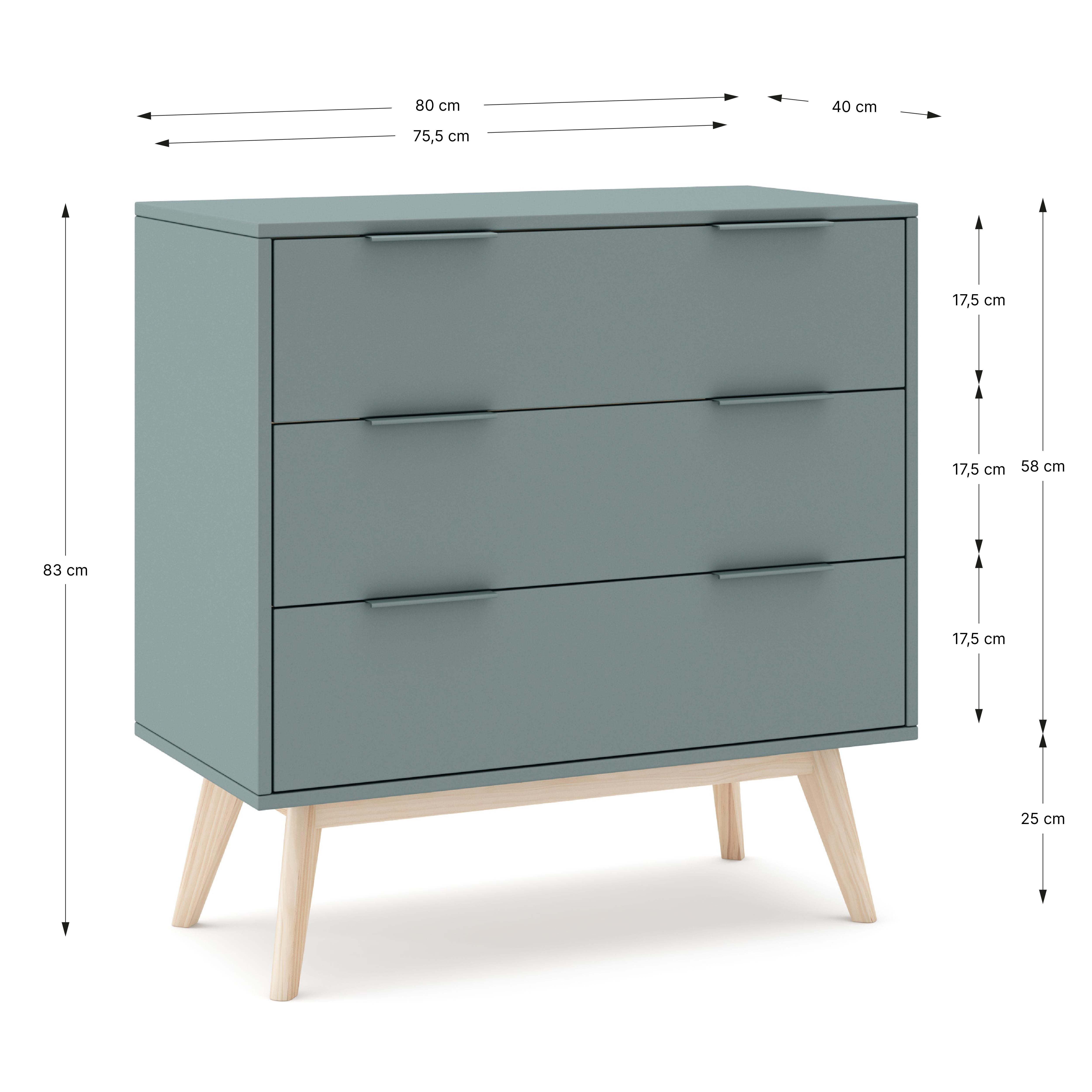 Cassettiera a 3 cassetti Aurora 80x83 cm