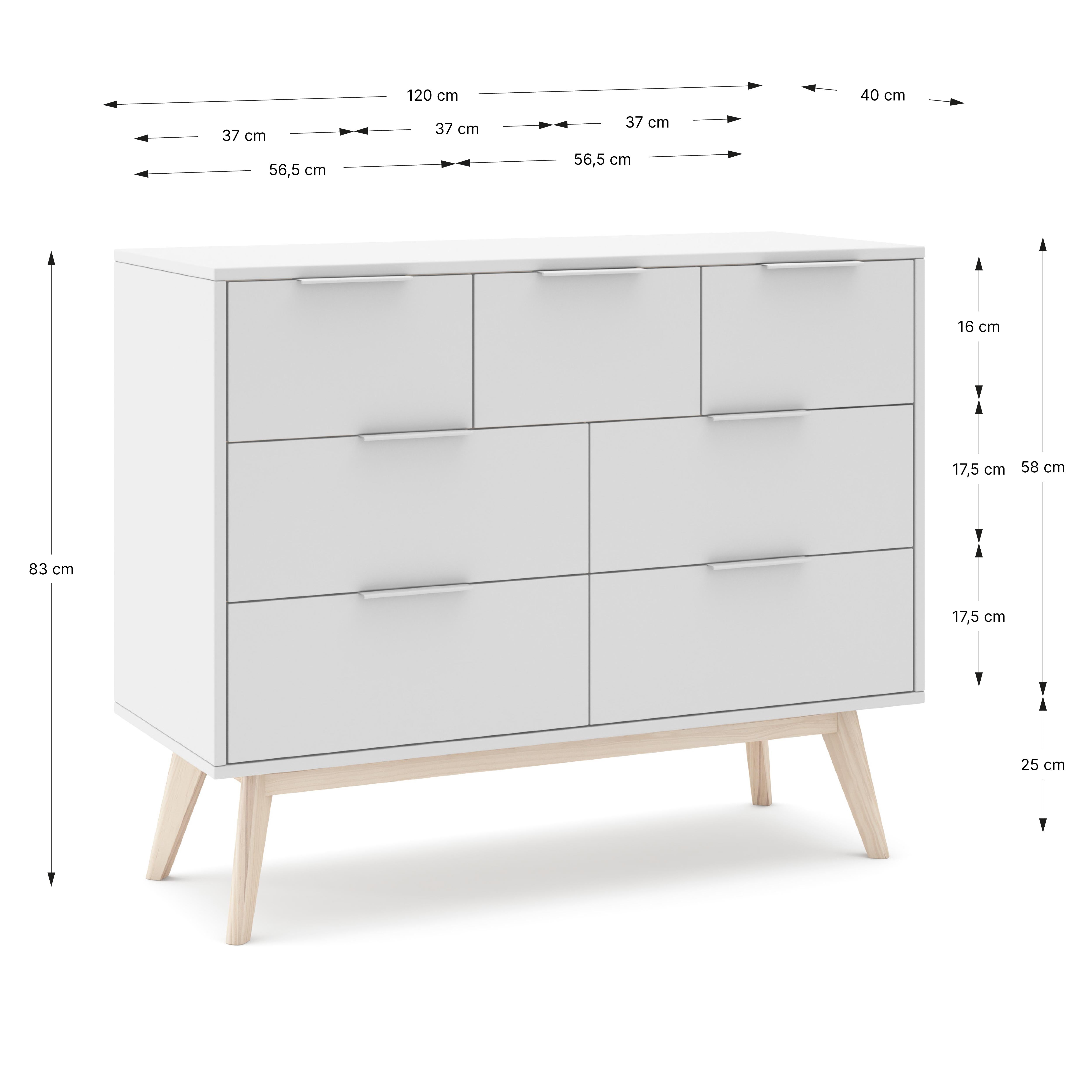 Cassettiera a 7 cassetti Aurora 120x83 cm