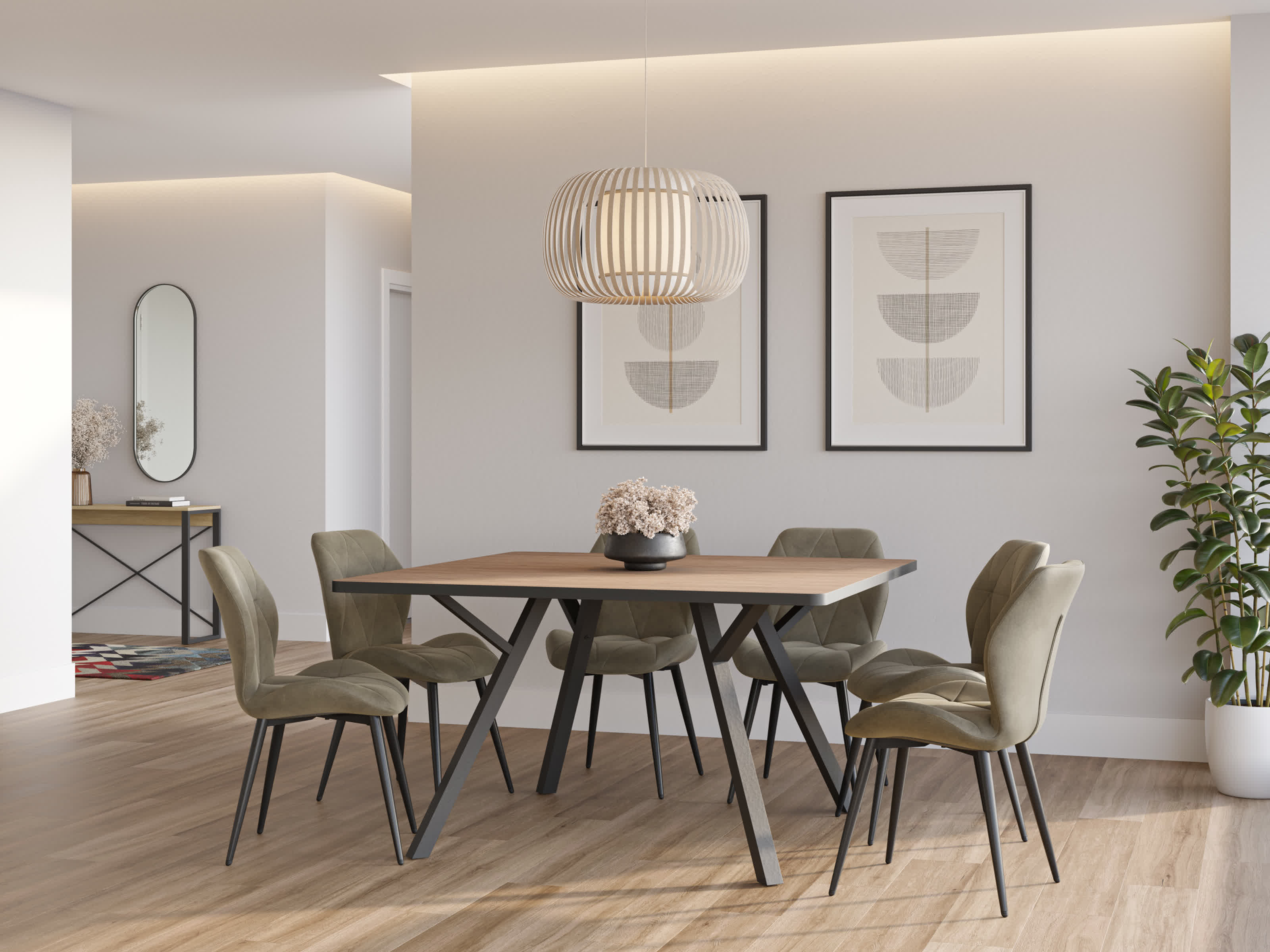 Tavolo quadrato per 4/8 persone in legno rovere Bob 136x136 cm