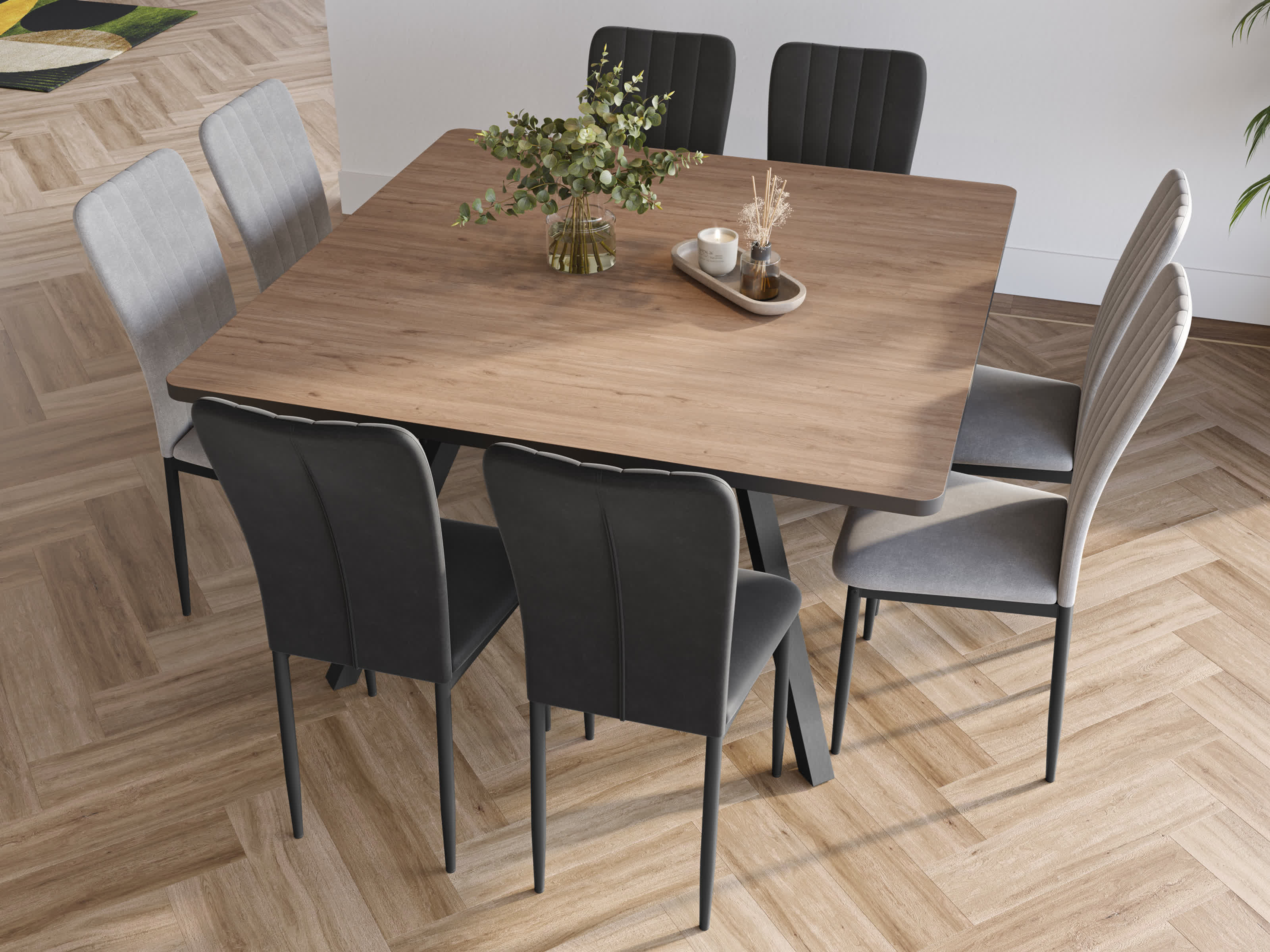 Tavolo quadrato per 4/8 persone in legno rovere Bob 136x136 cm