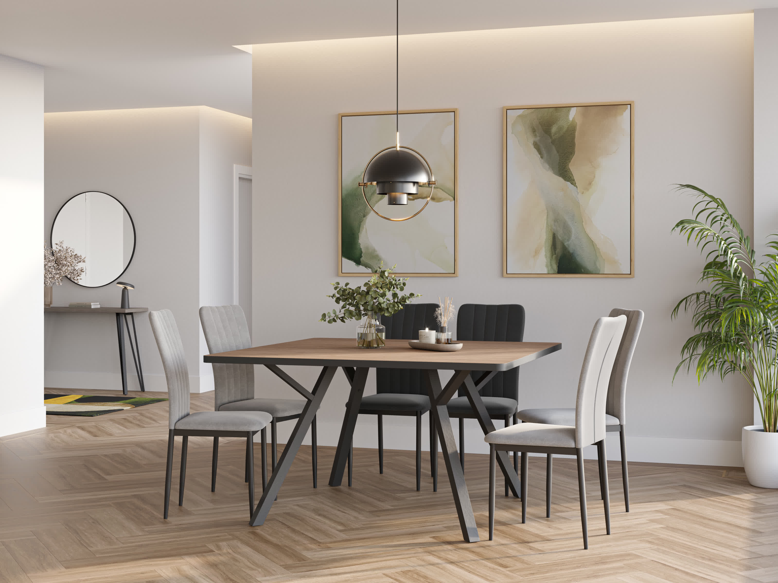 Tavolo quadrato per 4/8 persone in legno rovere Bob 136x136 cm