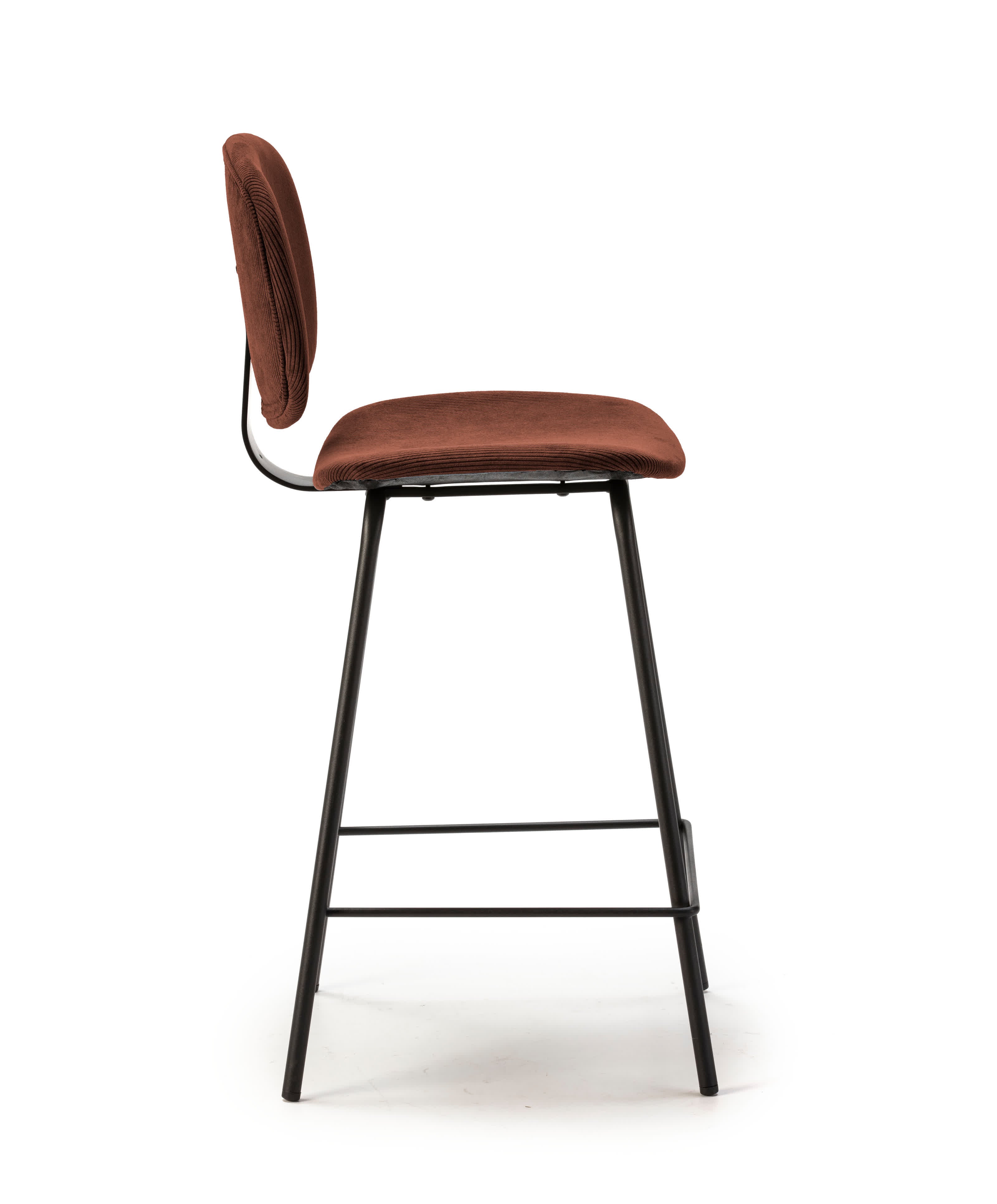 Set di 2 sgabelli in stile retrò in velluto a coste e metallo nero Anna 44x51 h98 cm