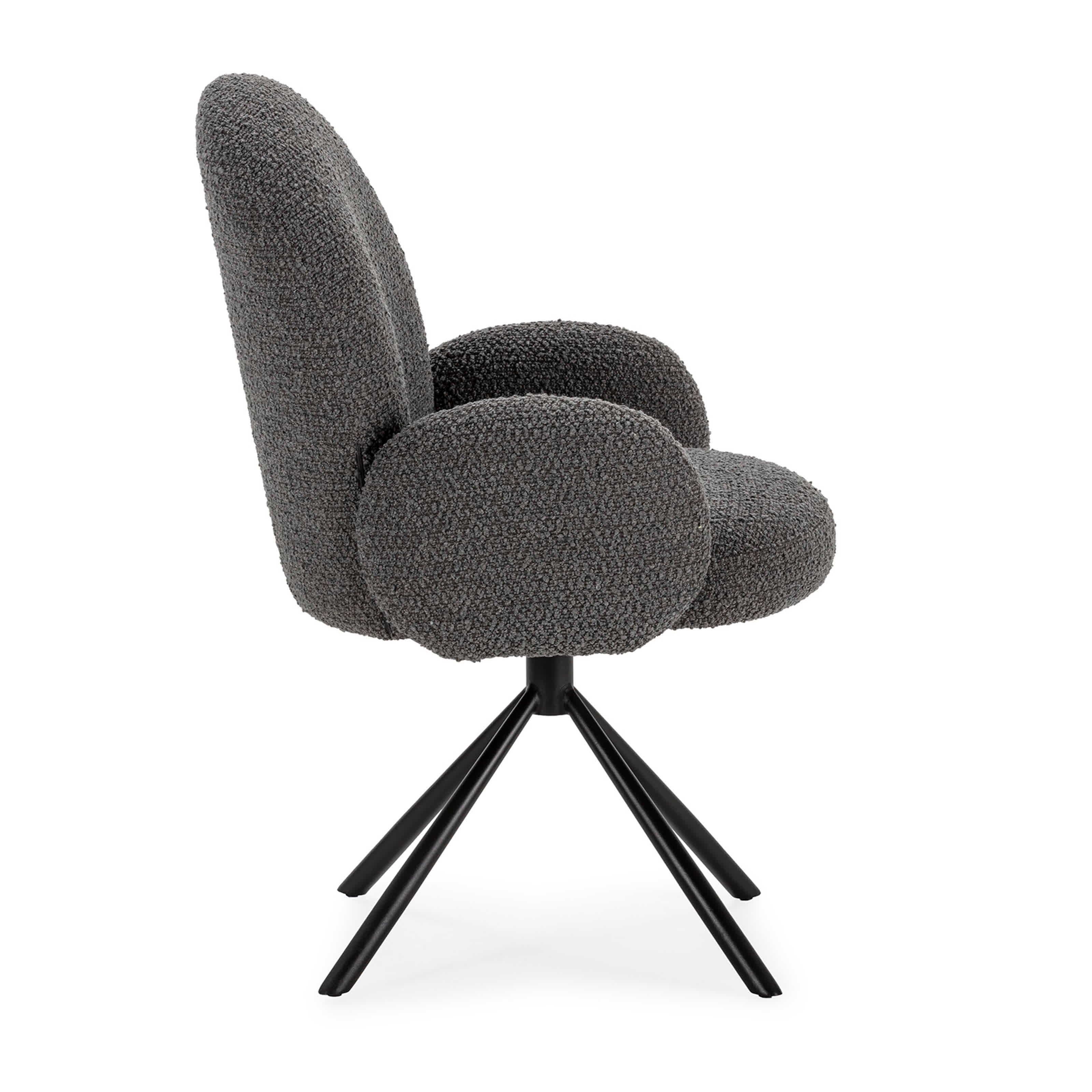 Poltrona girevole in tessuto e gambe in metallo nero Dario 49x46 h91 cm