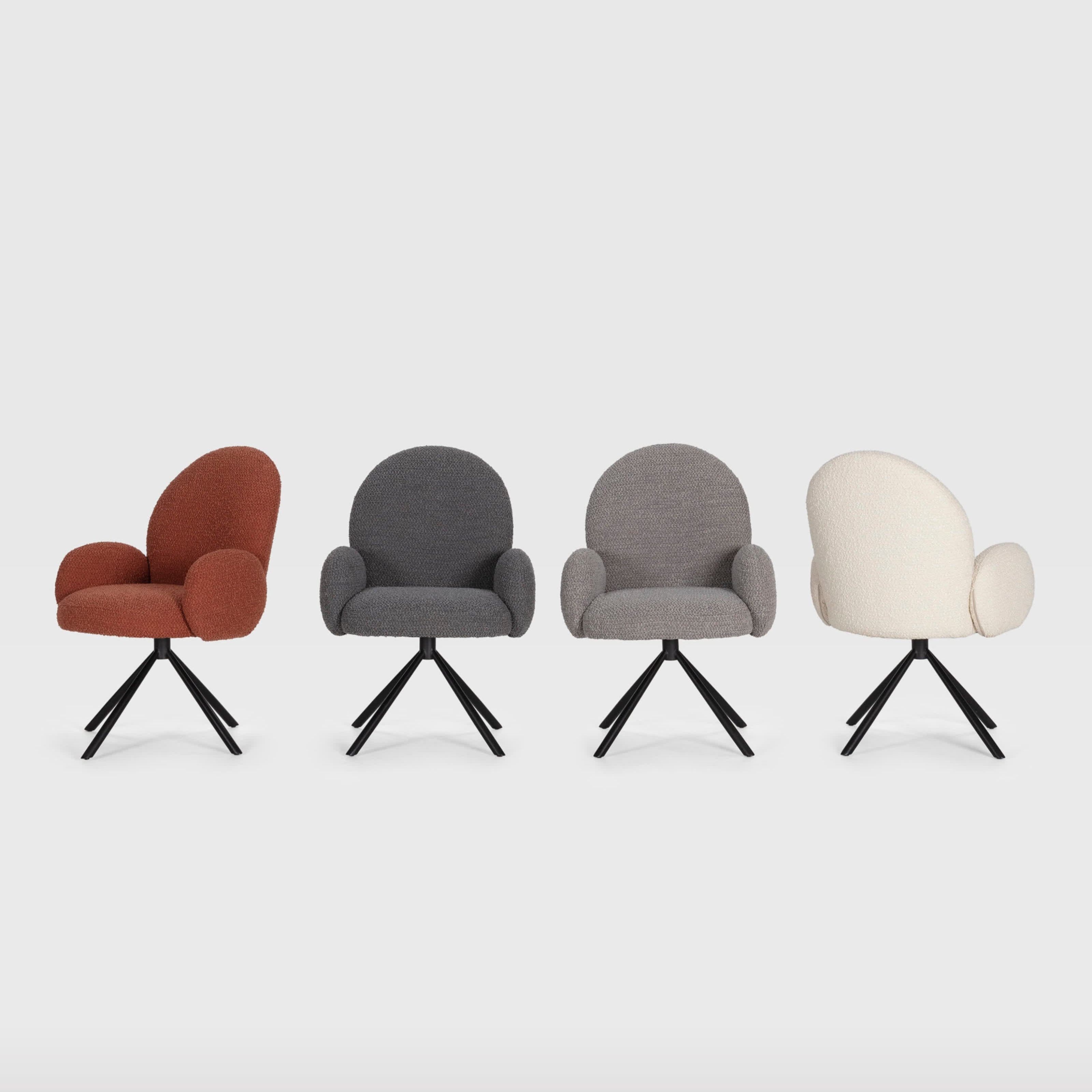 Poltrona girevole in tessuto e gambe in metallo nero Dario 49x46 h91 cm