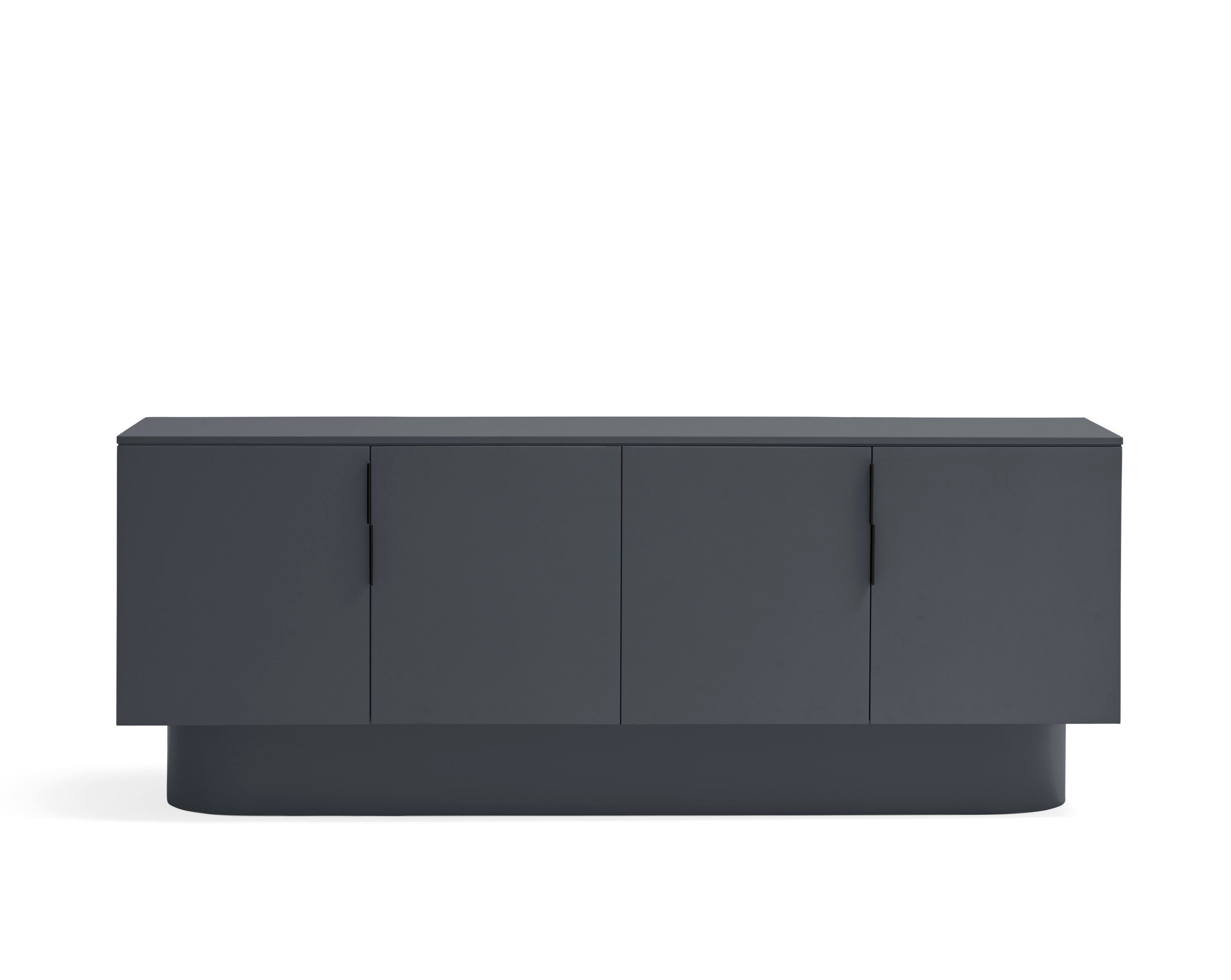 Buffet 4 portes 3 tiroirs 200x50 cm Totem laqué gris anthracite