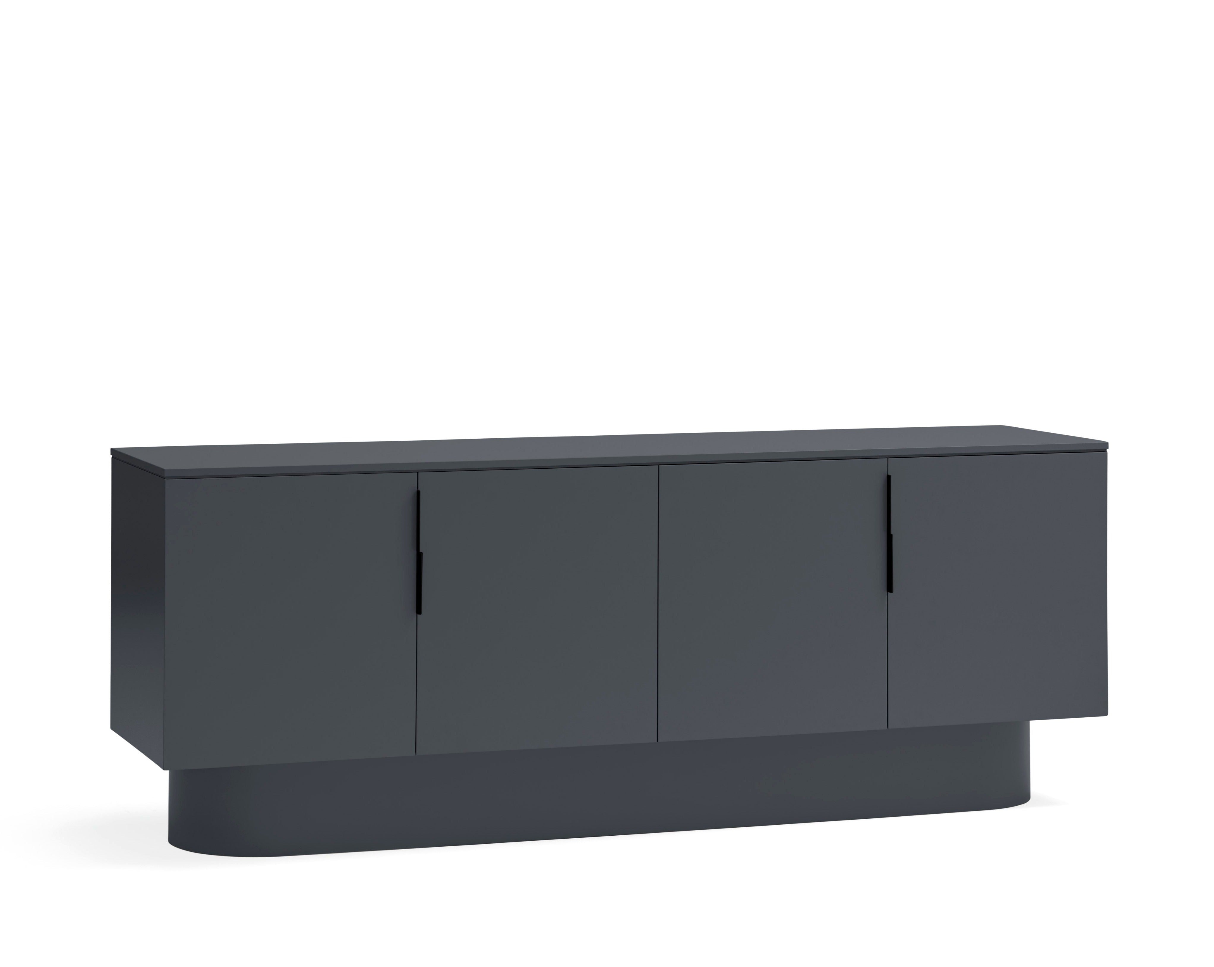 Buffet 4 portes 3 tiroirs 200x50 cm Totem laqué gris anthracite