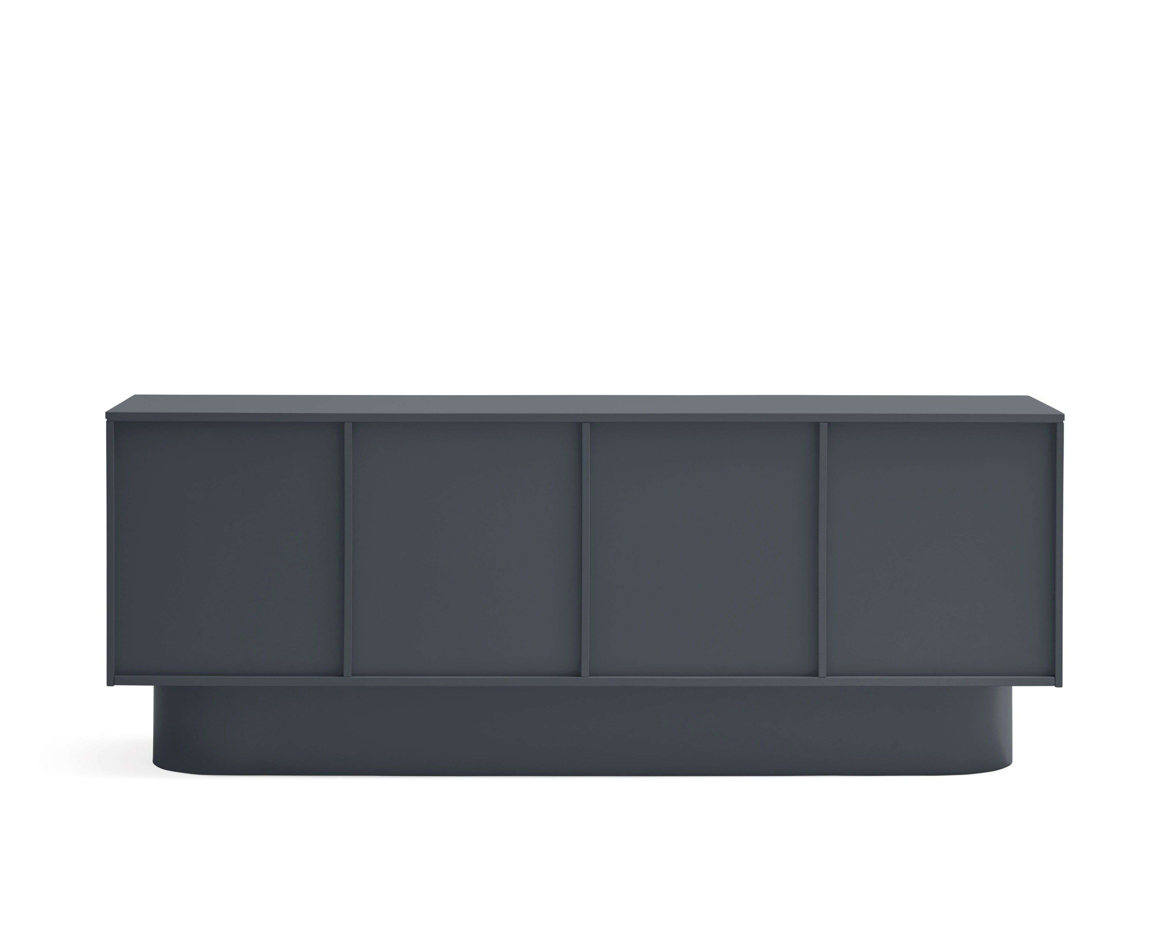 Buffet 4 portes 3 tiroirs 200x50 cm Totem laqué gris anthracite
