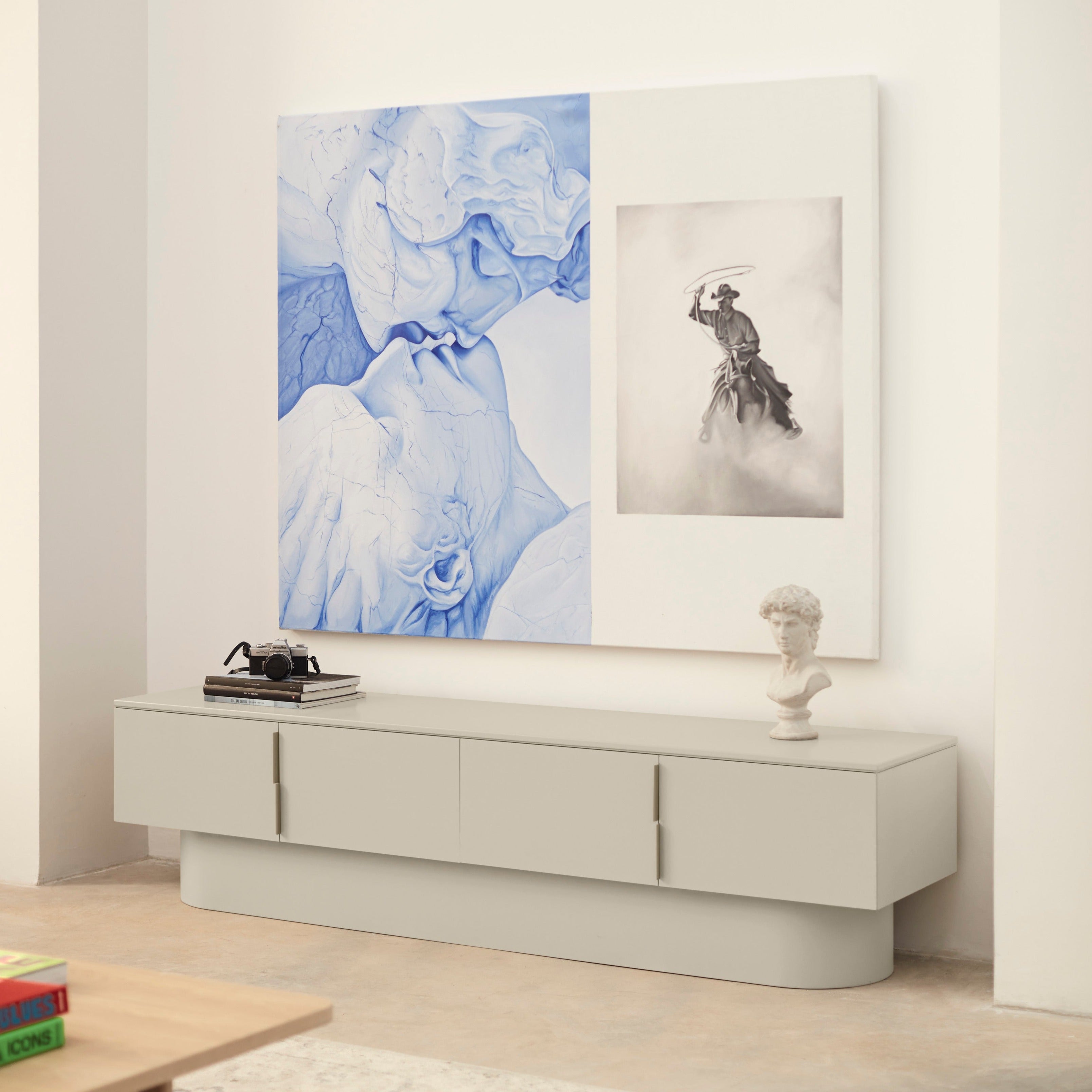 Meuble TV 4 portes 200x45 cm Totem laqué sable