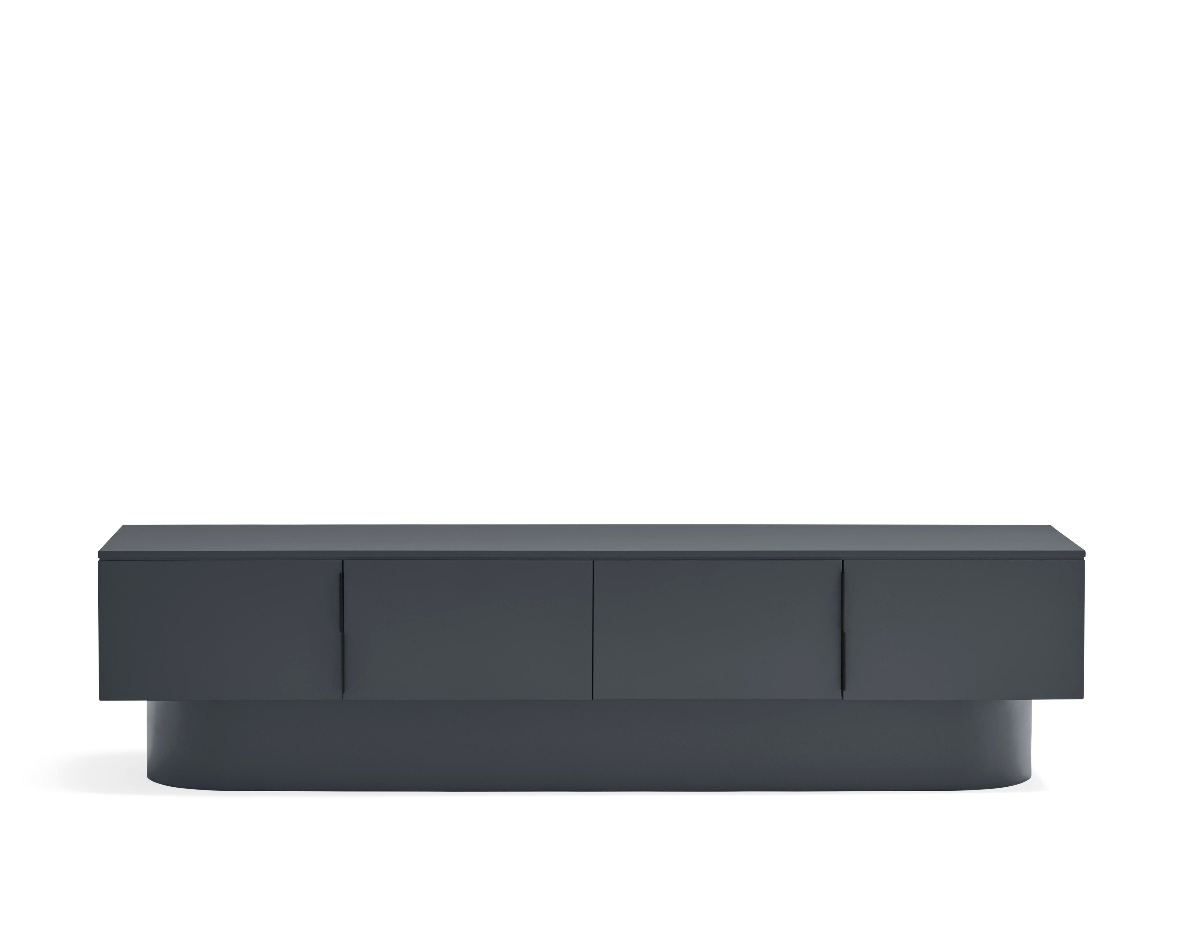 Meuble TV 4 portes 200x45 cm Totem laqué gris anthracite