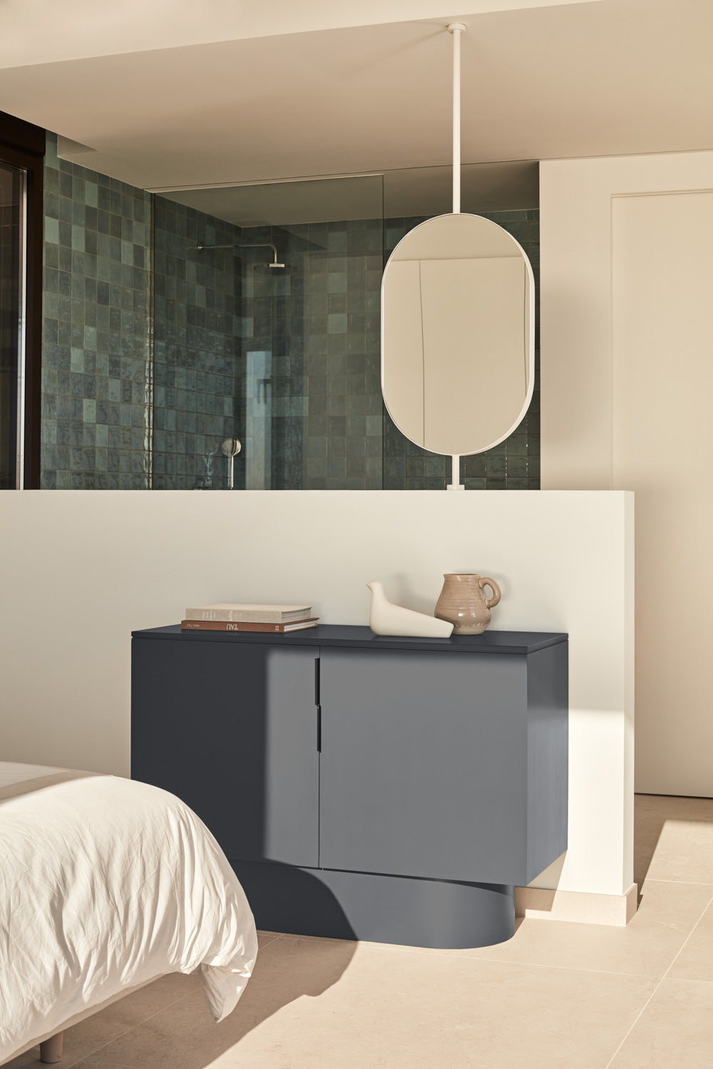 Commode 2 portes 100x82 cm Totem laquée gris anthracite