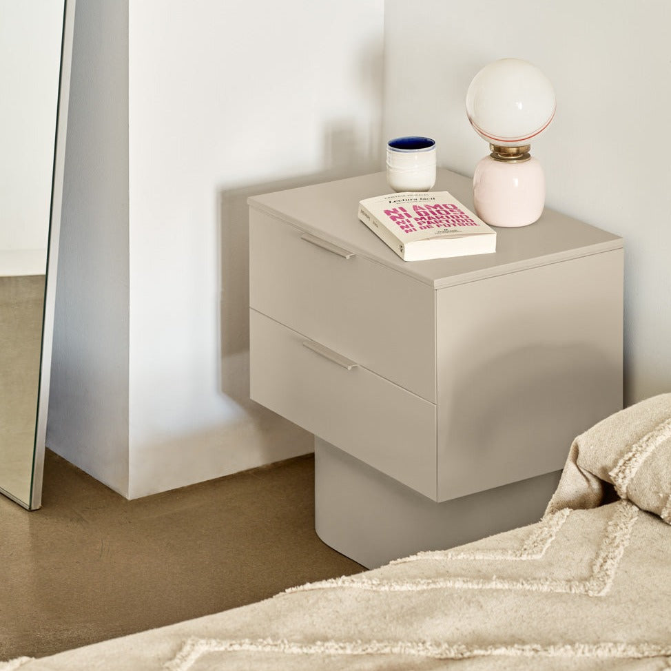 Table de chevet 2 tiroirs 50x56 cm Totem sable