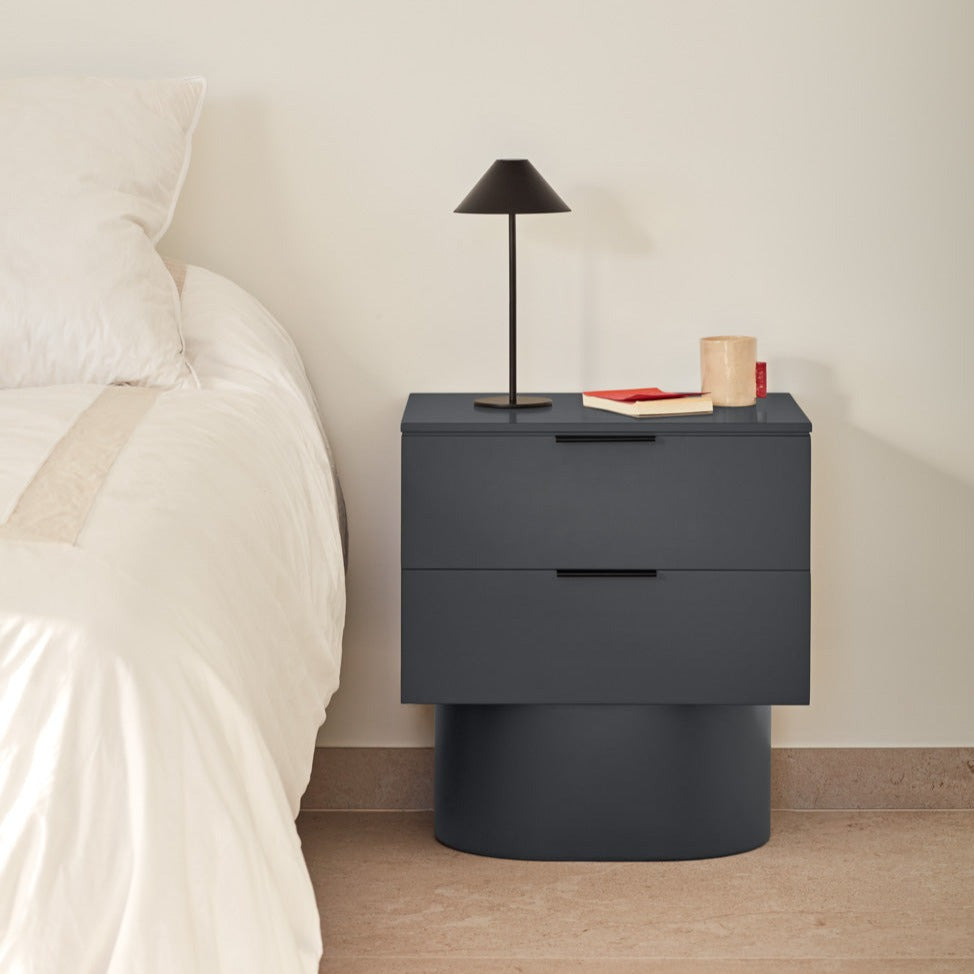 Table de chevet 2 tiroirs 50x56 cm Totem gris anthracite