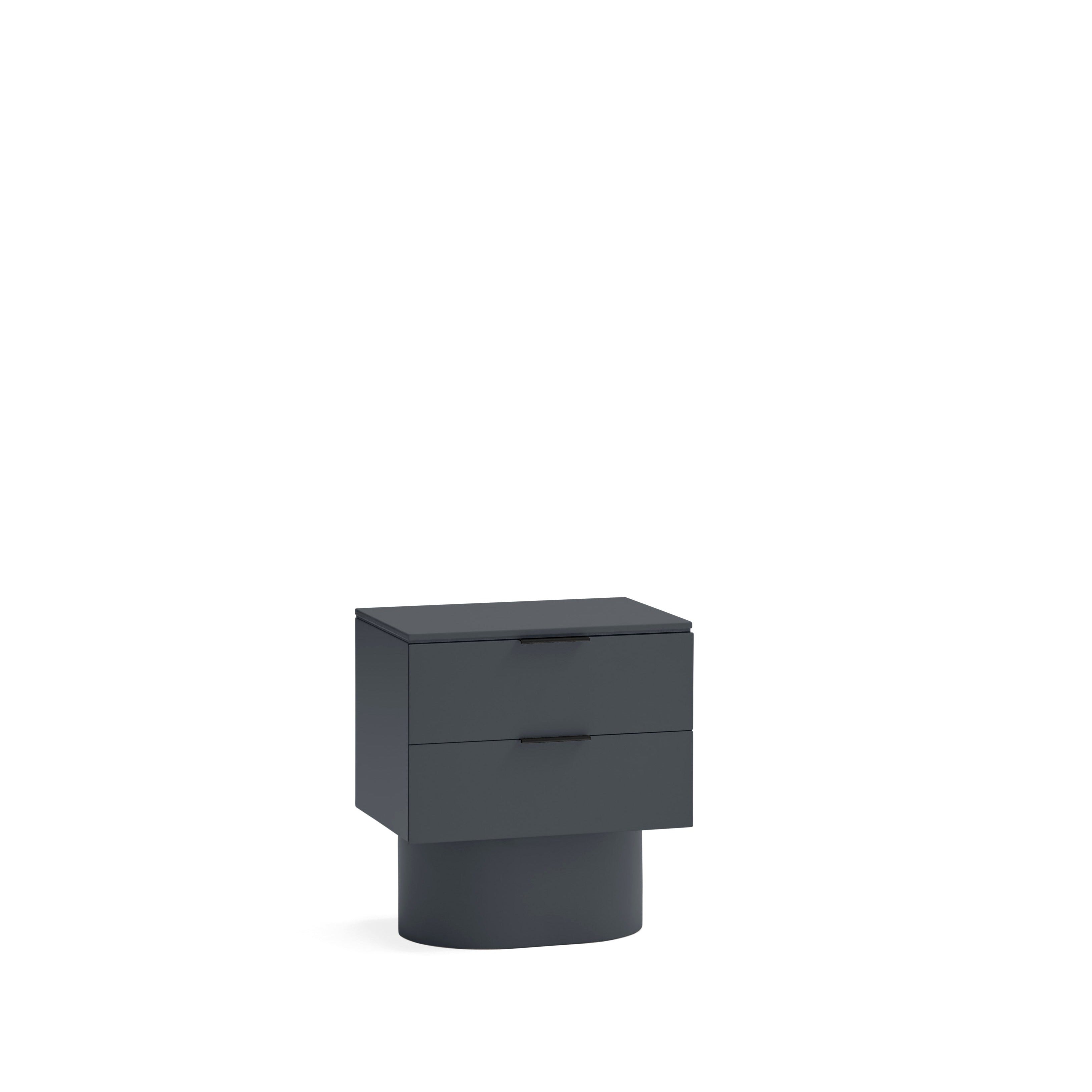 Table de chevet 2 tiroirs 50x56 cm Totem gris anthracite
