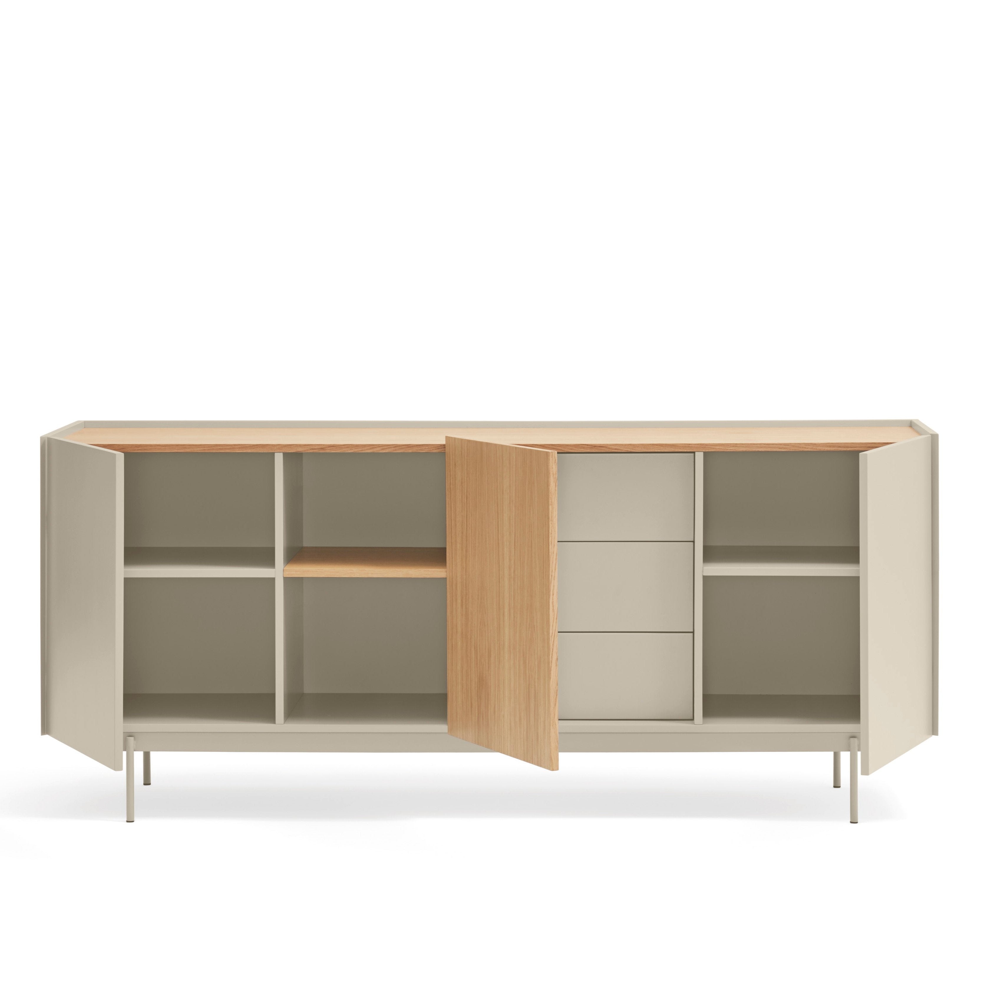 Buffet 3 portes 3 tiroirs 180x78 cm Otto en bois chêne et cachemire