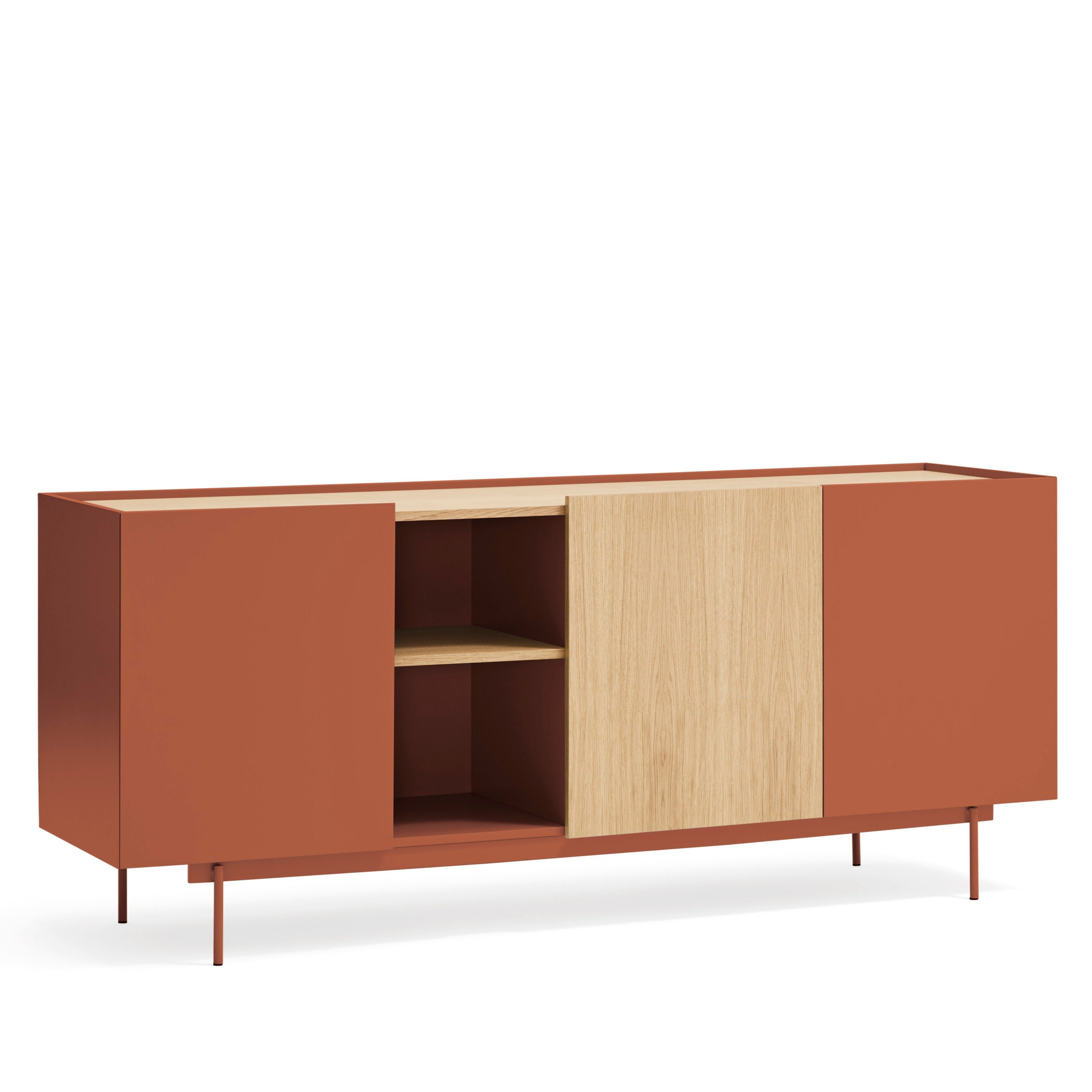 Buffet 3 portes 3 tiroirs 180x78 cm Otto en bois de chêne et terre cuite