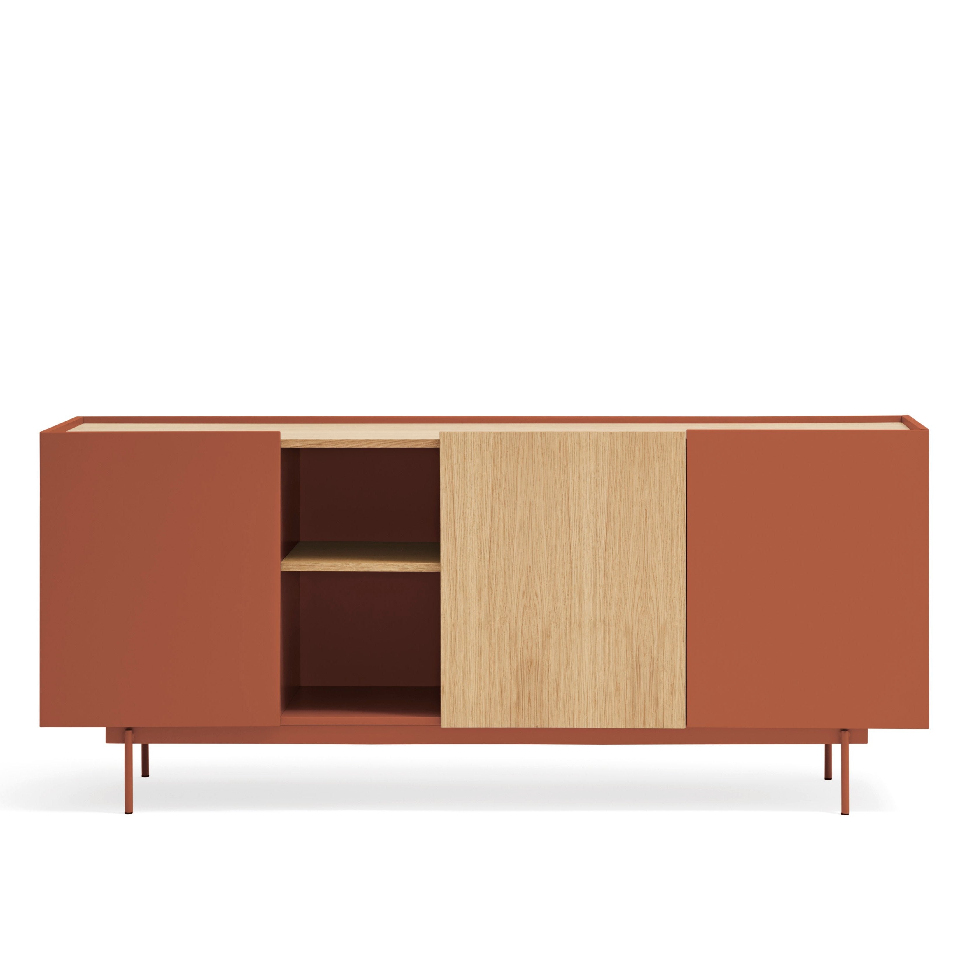 Buffet 3 portes 3 tiroirs 180x78 cm Otto en bois de chêne et terre cuite