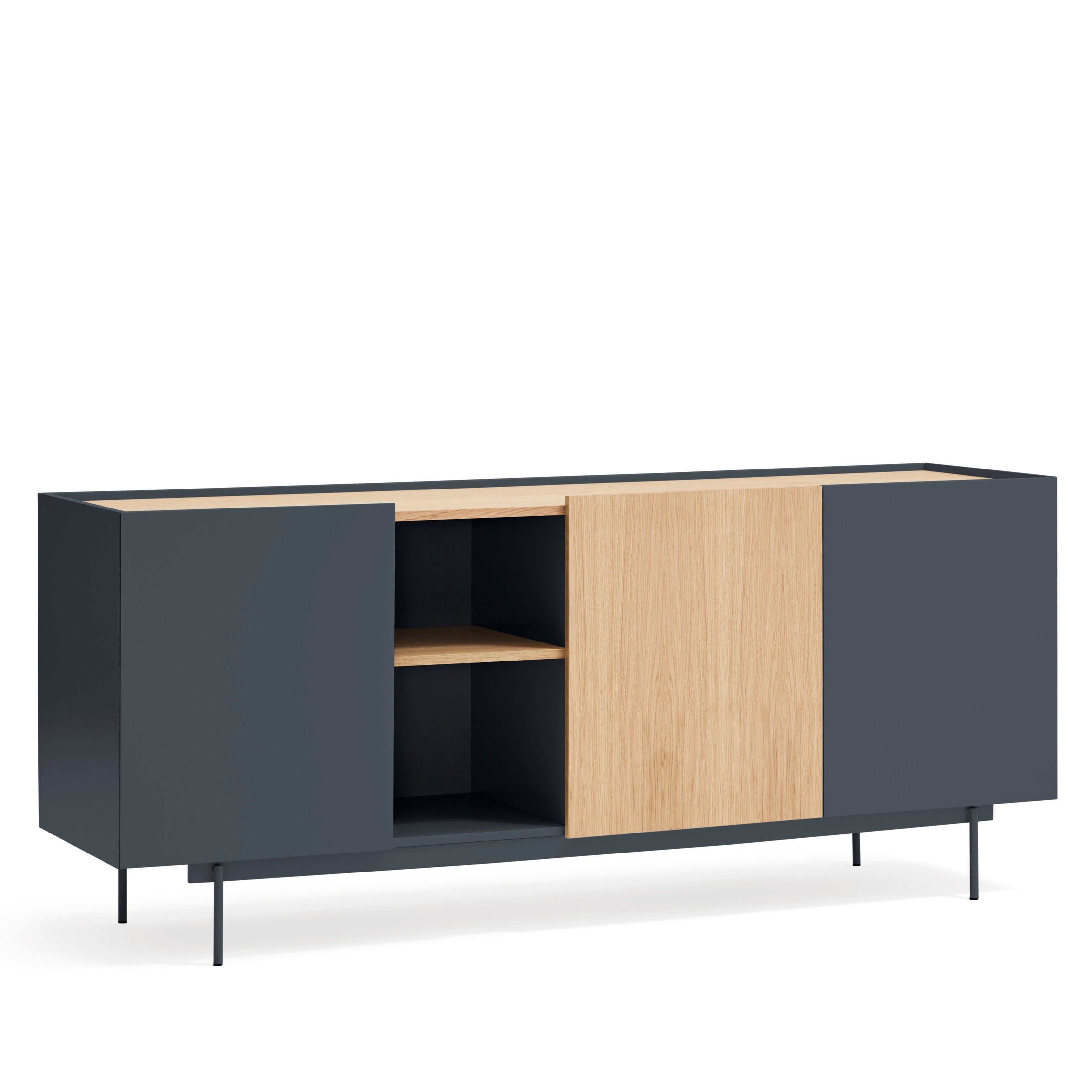 Buffet 3 portes et 3 tiroirs 180x78 cm Otto en chêne gris anthracite