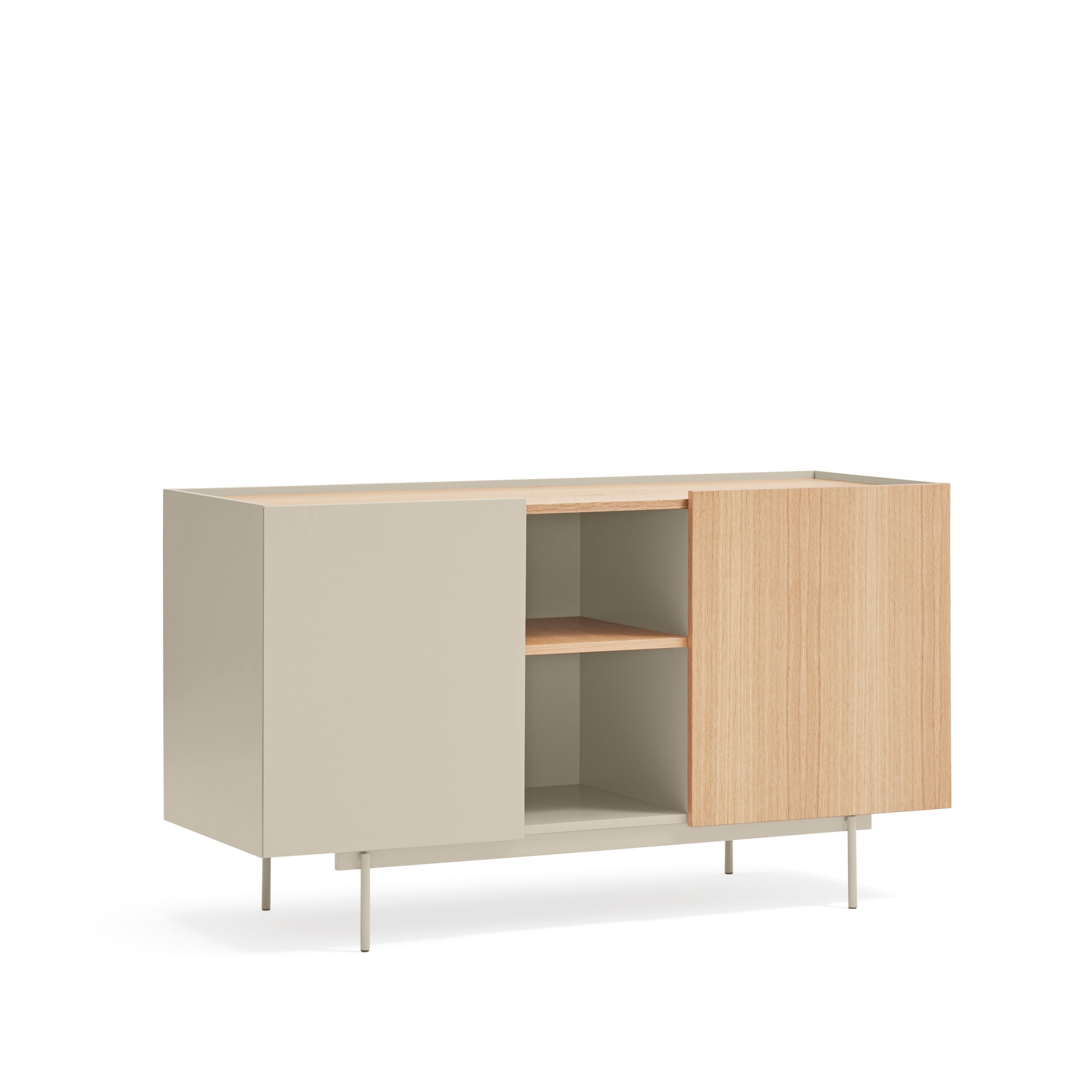 Buffet 2 portes et 3 tiroirs 135x78 cm Otto en chêne et cachemire