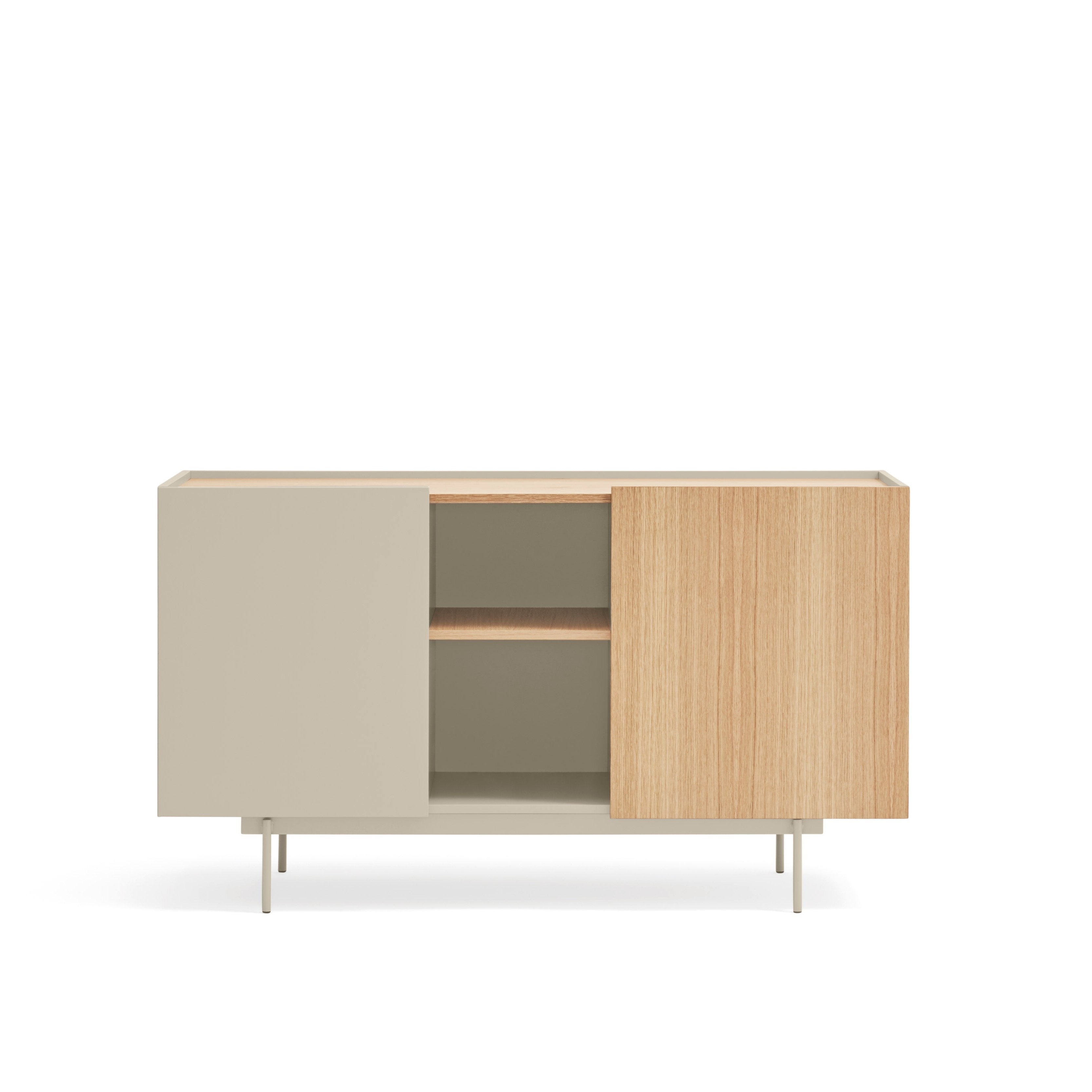 Buffet 2 portes et 3 tiroirs 135x78 cm Otto en chêne et cachemire