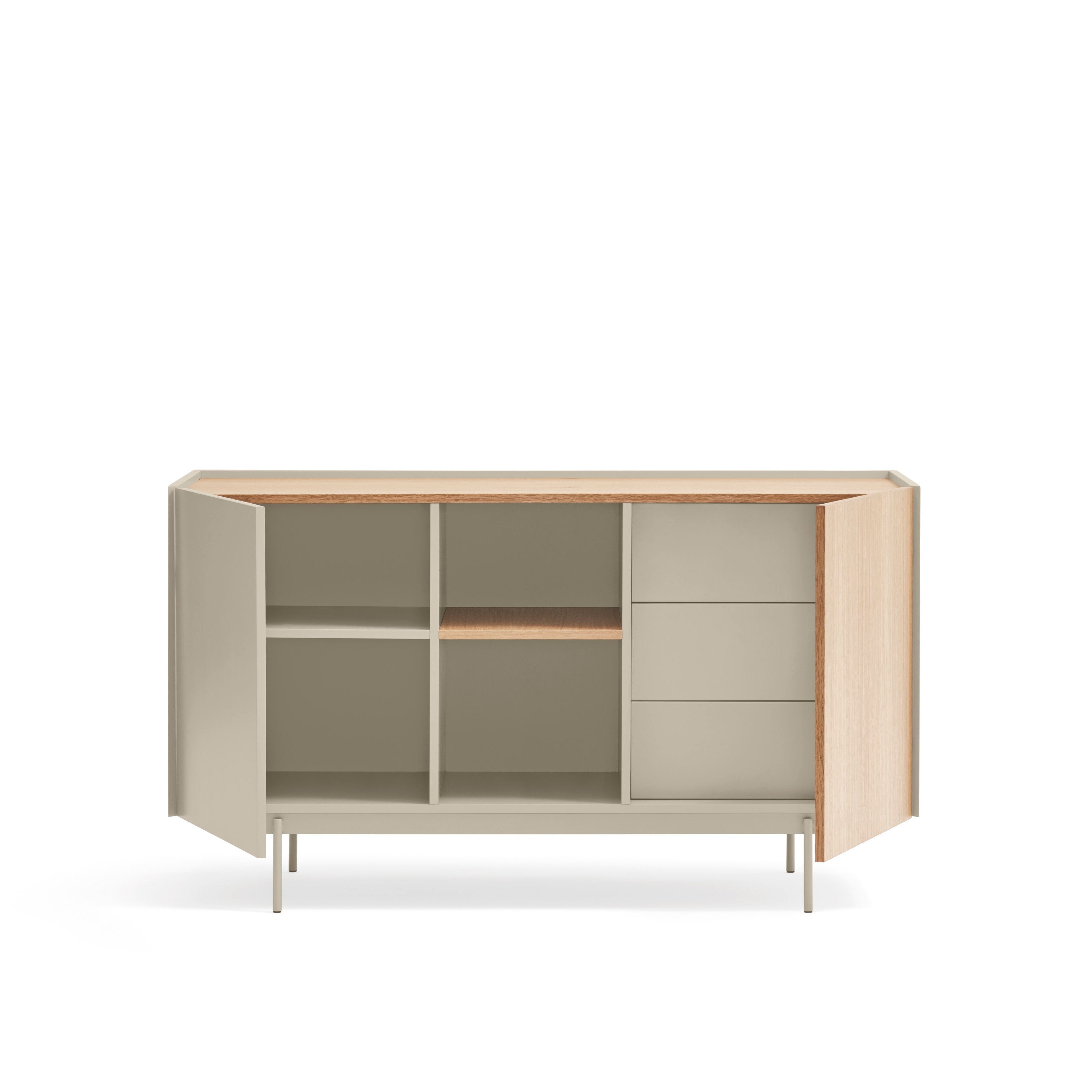 Buffet 2 portes et 3 tiroirs 135x78 cm Otto en chêne et cachemire