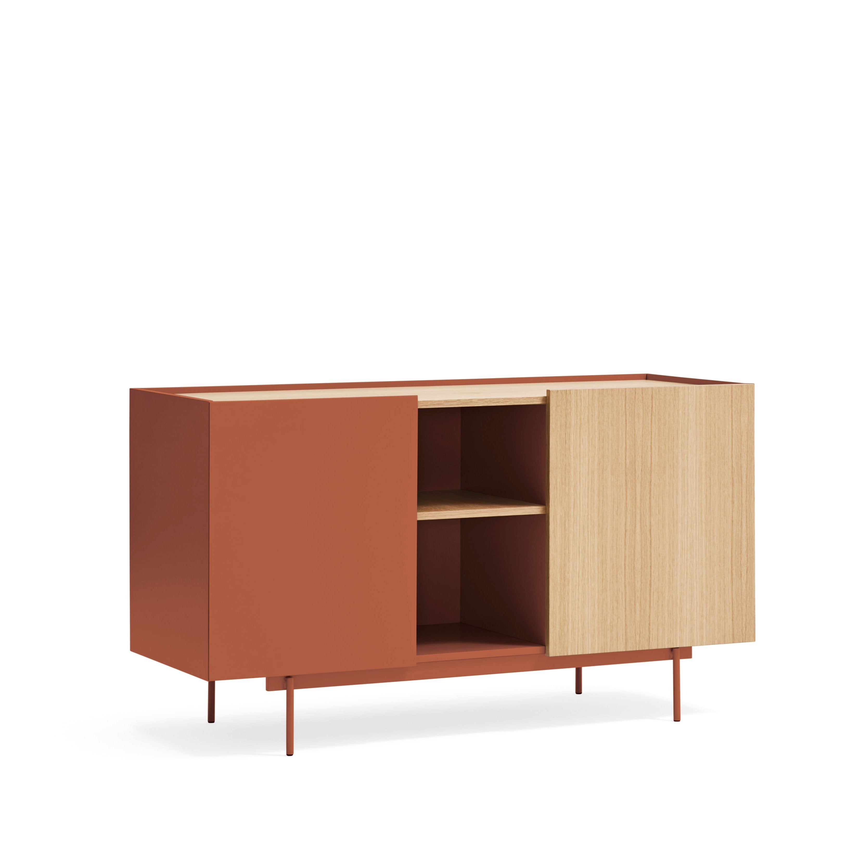 Buffet 2 portes et 3 tiroirs 135x78 cm Otto en chêne et terre cuite