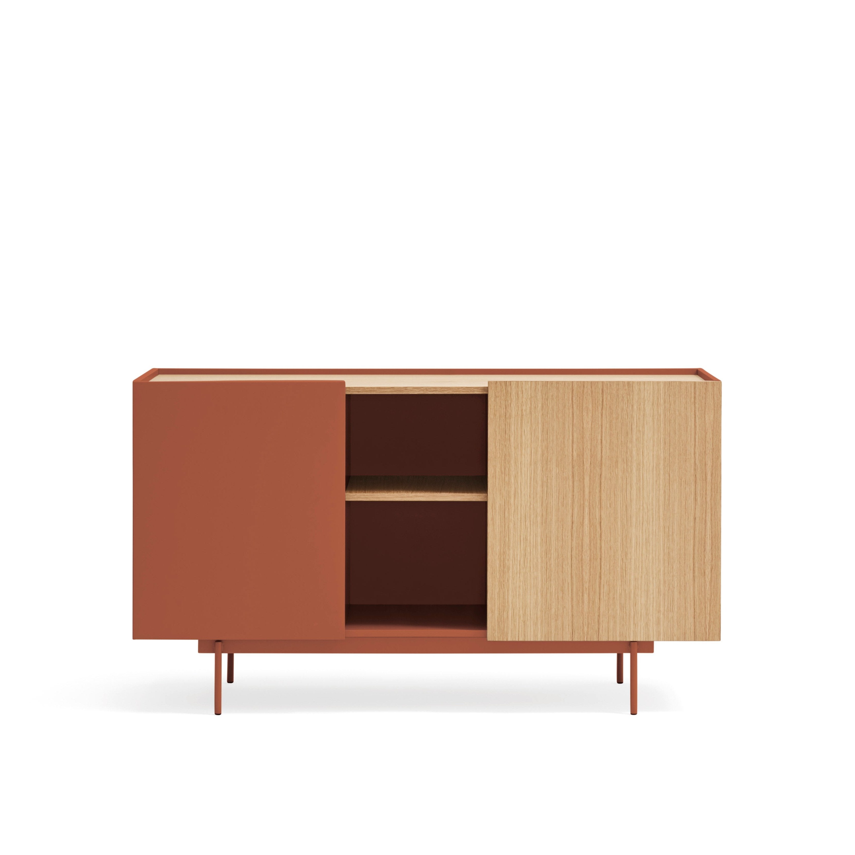 Buffet 2 portes et 3 tiroirs 135x78 cm Otto en chêne et terre cuite